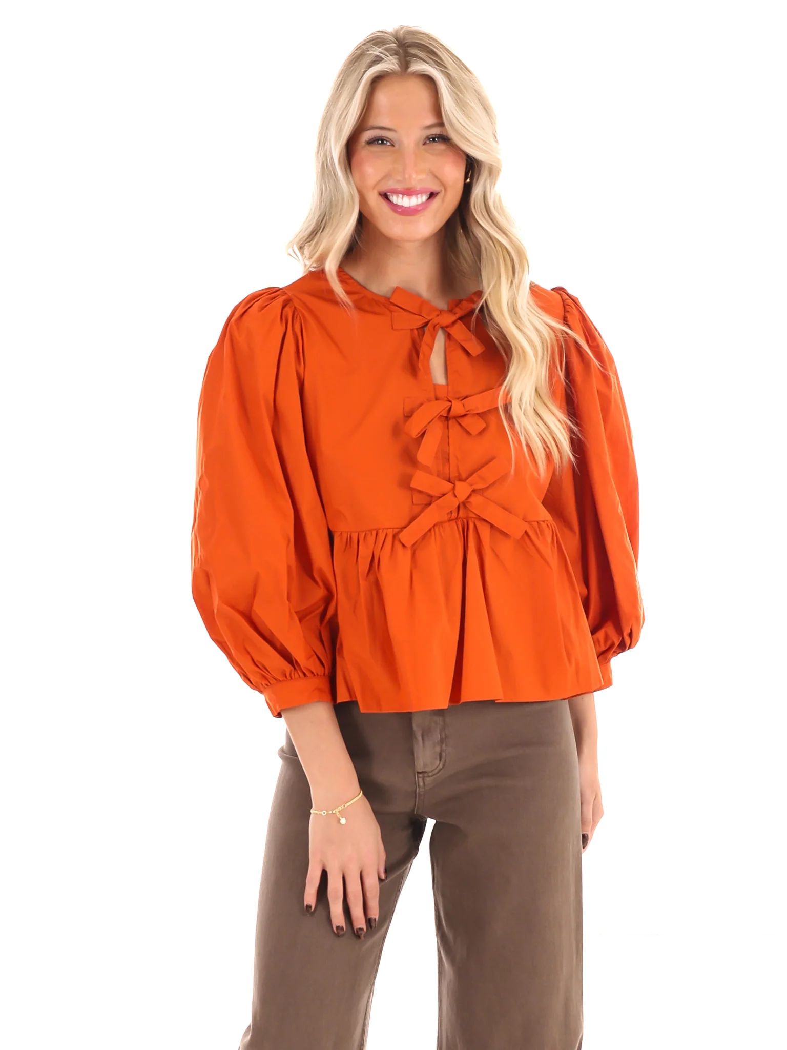 Peplum Perfection Bow Top - Image 18