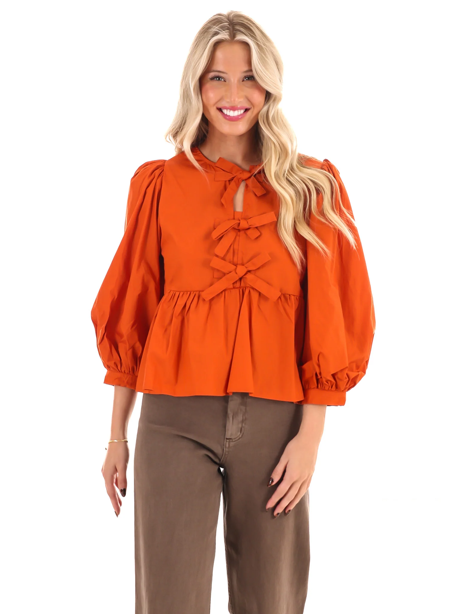 Peplum Perfection Bow Top - Image 20