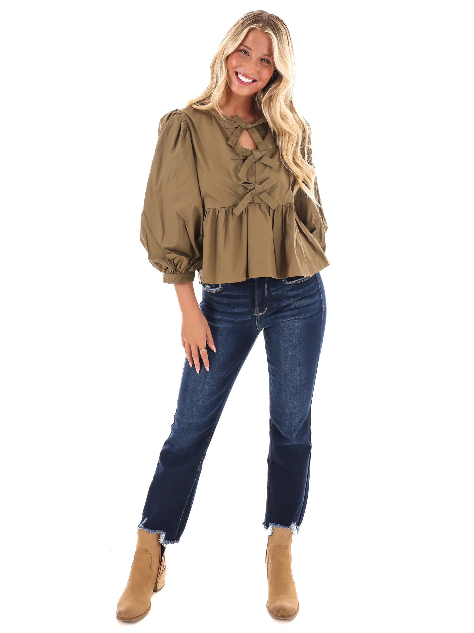 Peplum Perfection Bow Top - Image 6