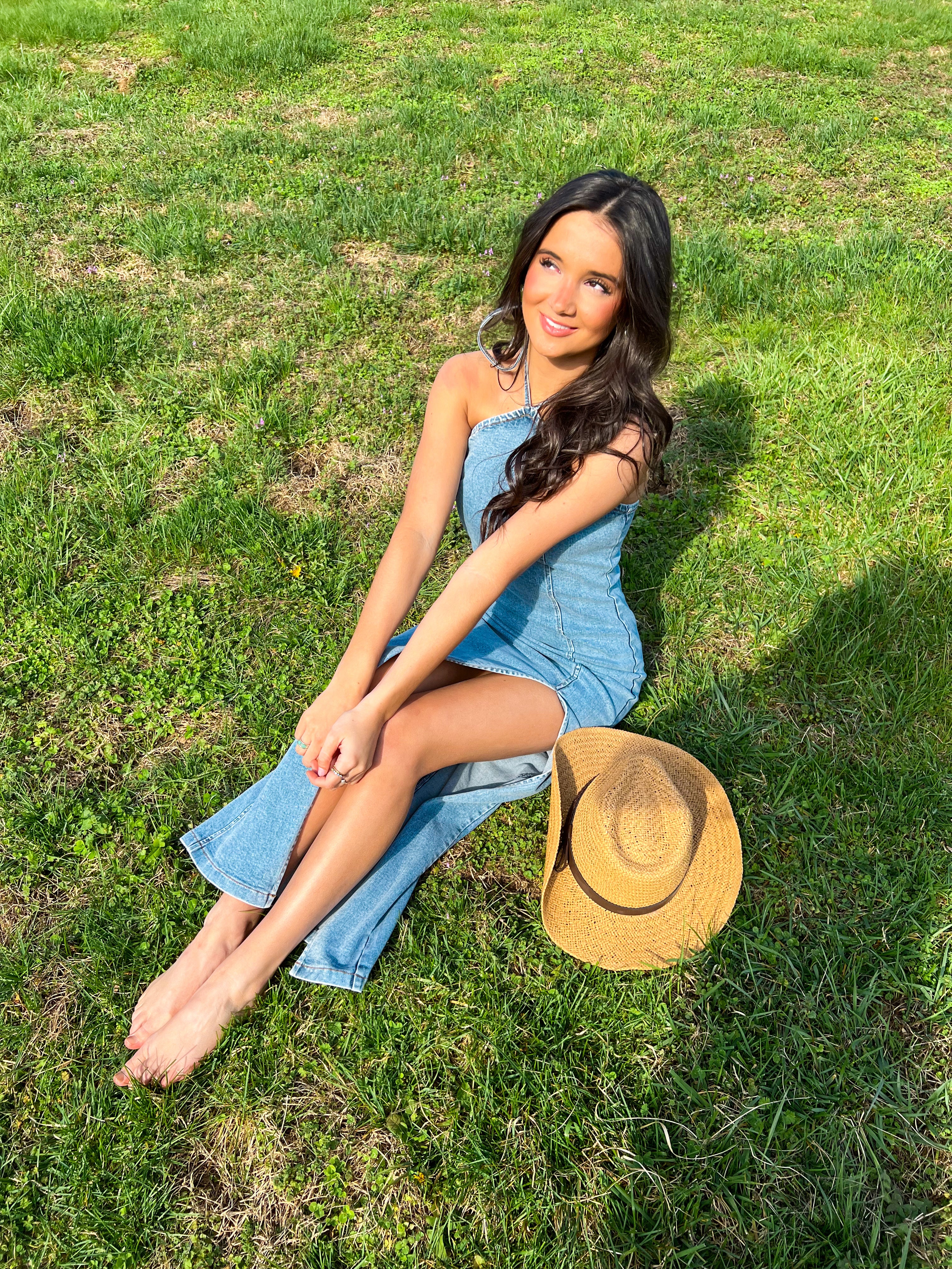 Perfect Day Halter Denim Maxi Dress - Image 7