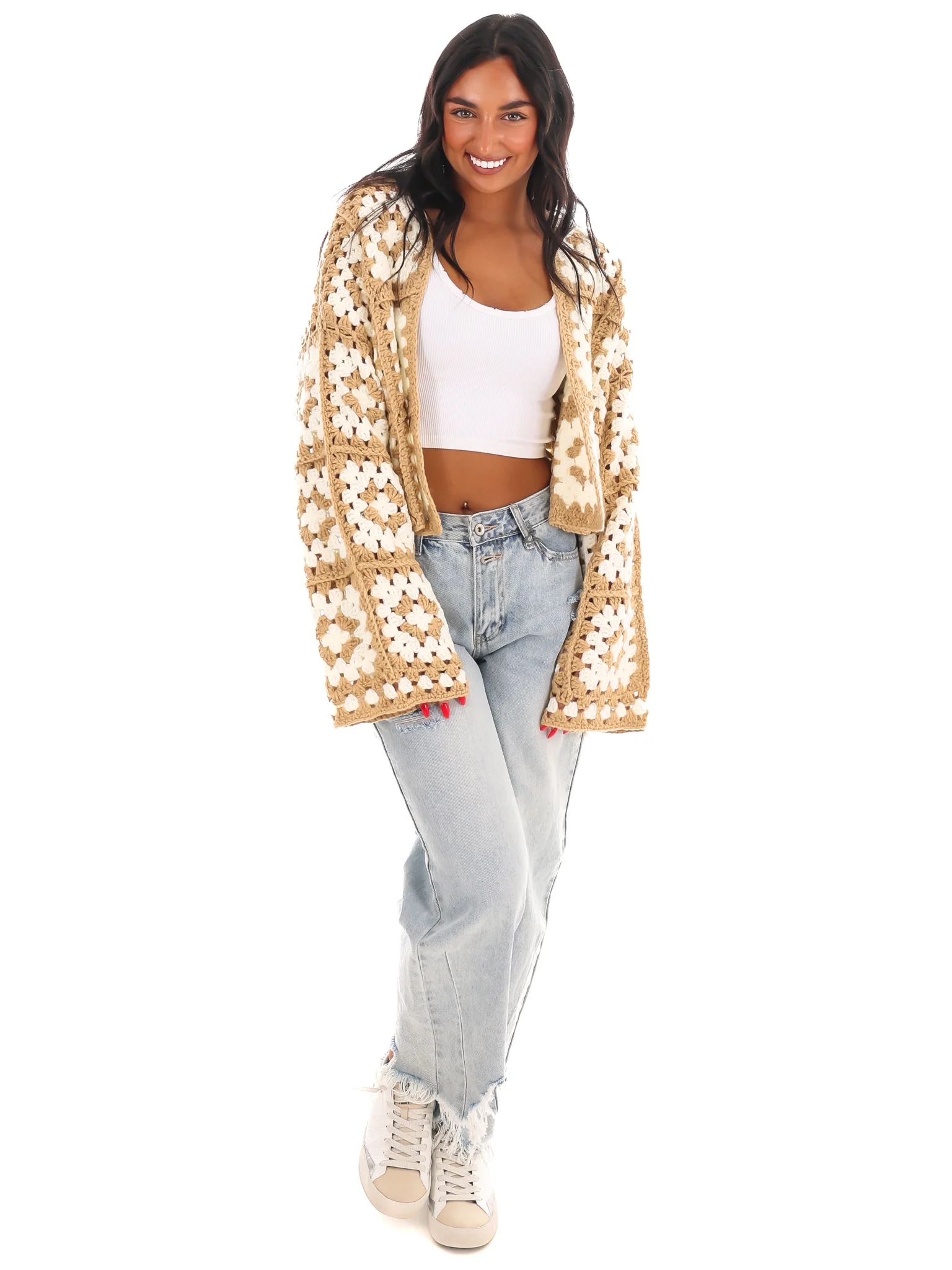 Petal Patch Crochet Cardigan - Image 2