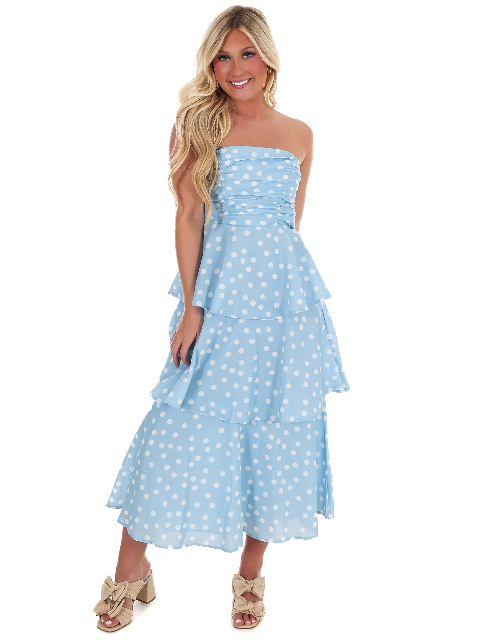 Picnic Weather Polka Dot Strapless Maxi Dress - Image 6
