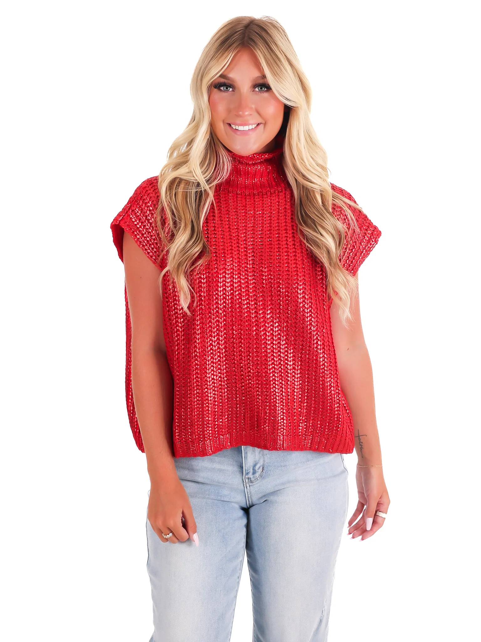 Playful Pop Metallic Foil Sweater - Image 11