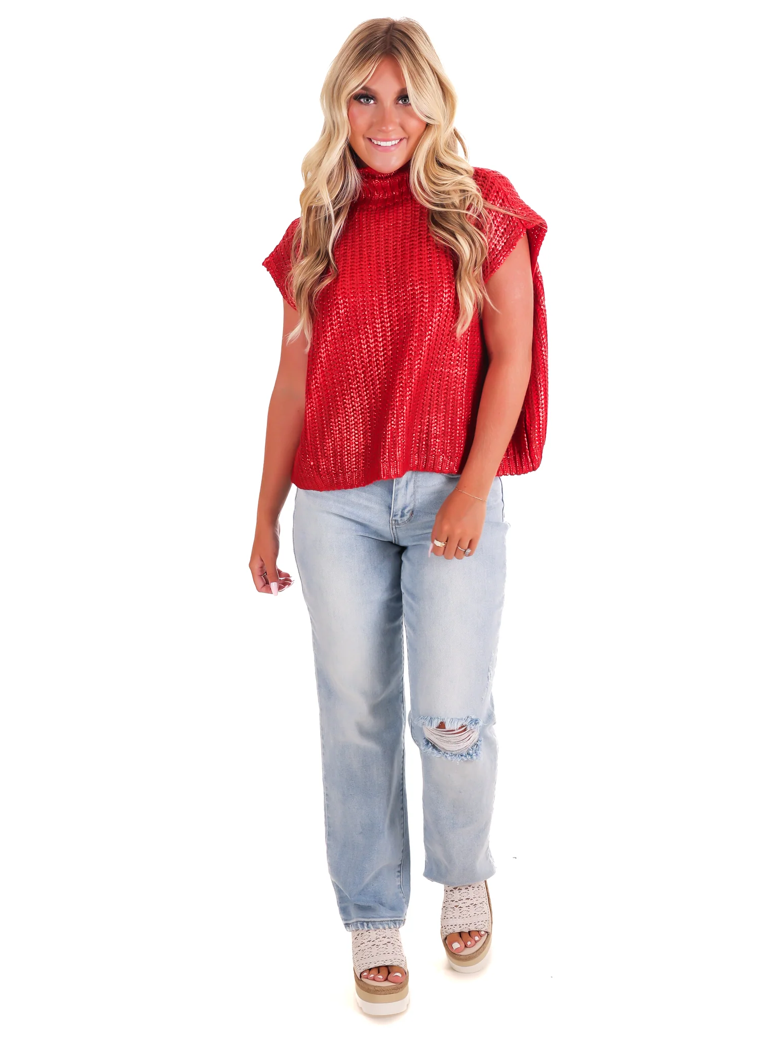 Playful Pop Metallic Foil Sweater - Image 14