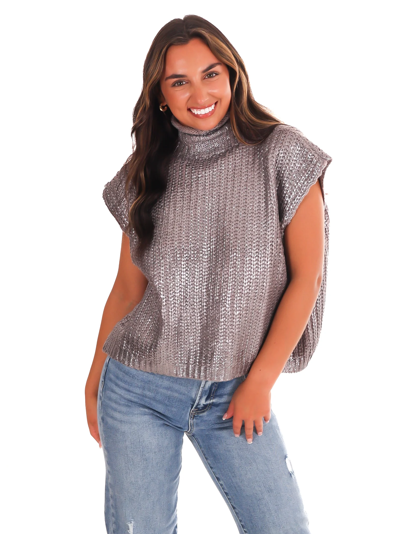 Playful Pop Metallic Foil Sweater - Image 18