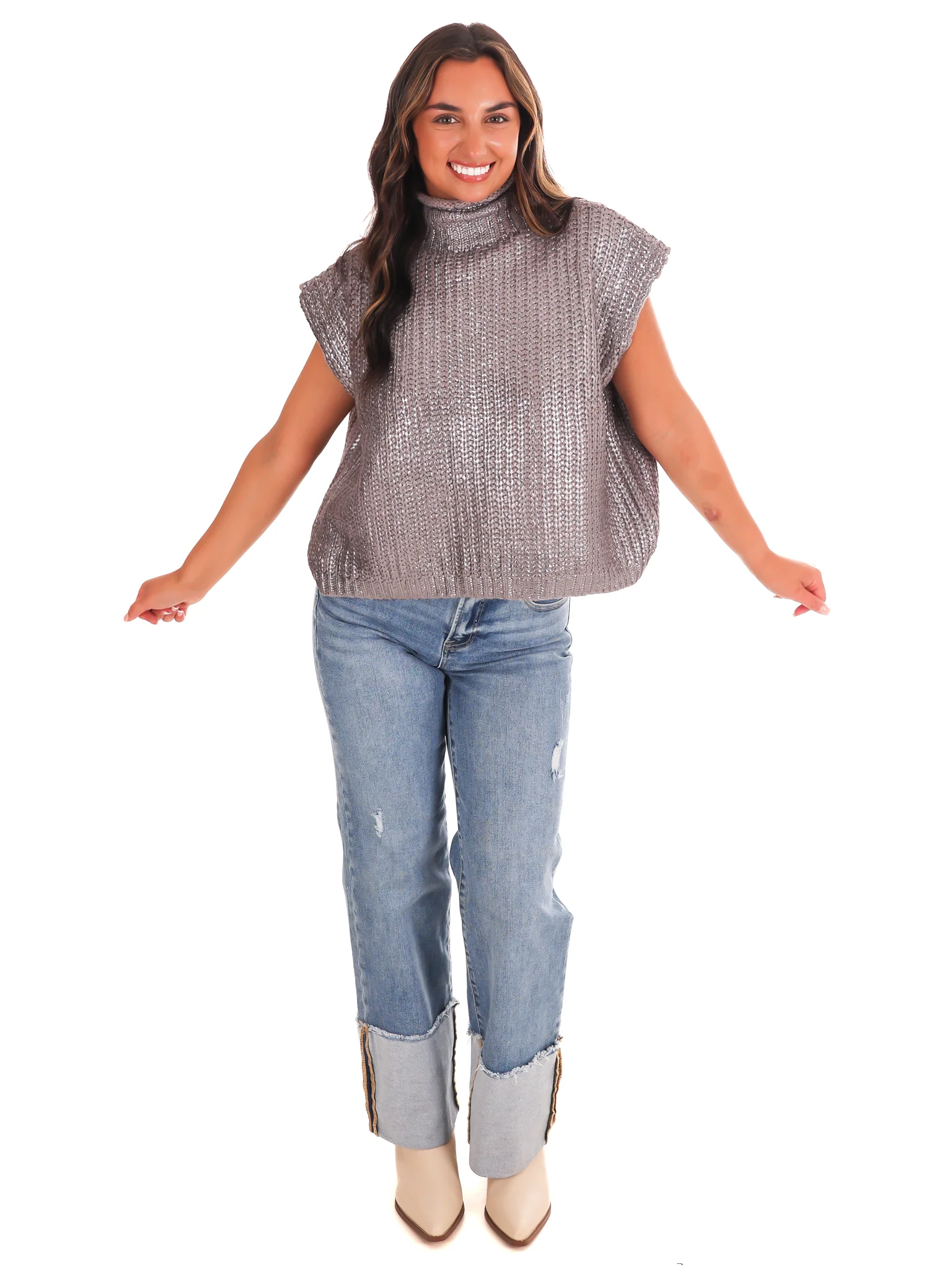 Playful Pop Metallic Foil Sweater - Image 19