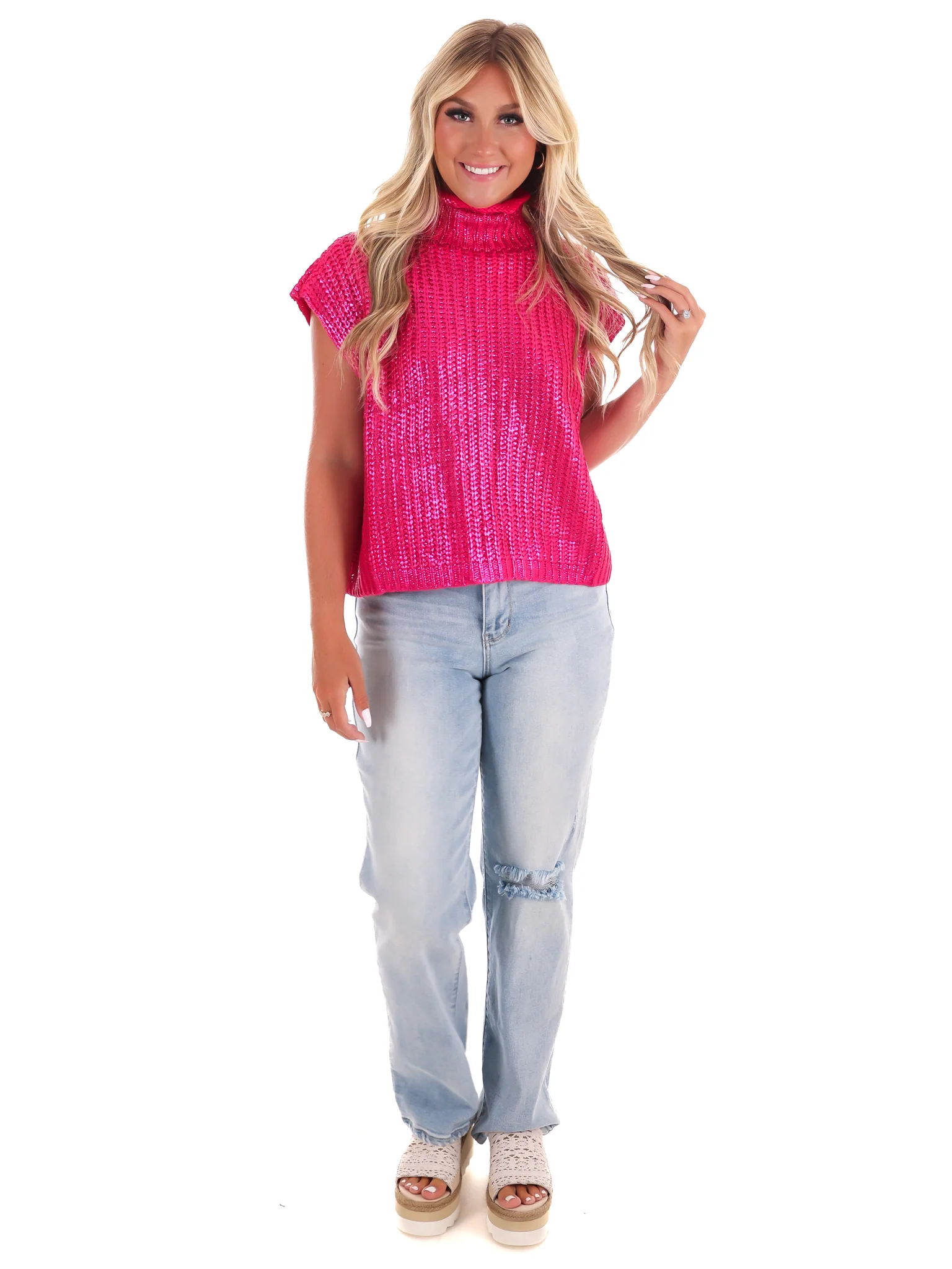 Playful Pop Metallic Foil Sweater - Image 2