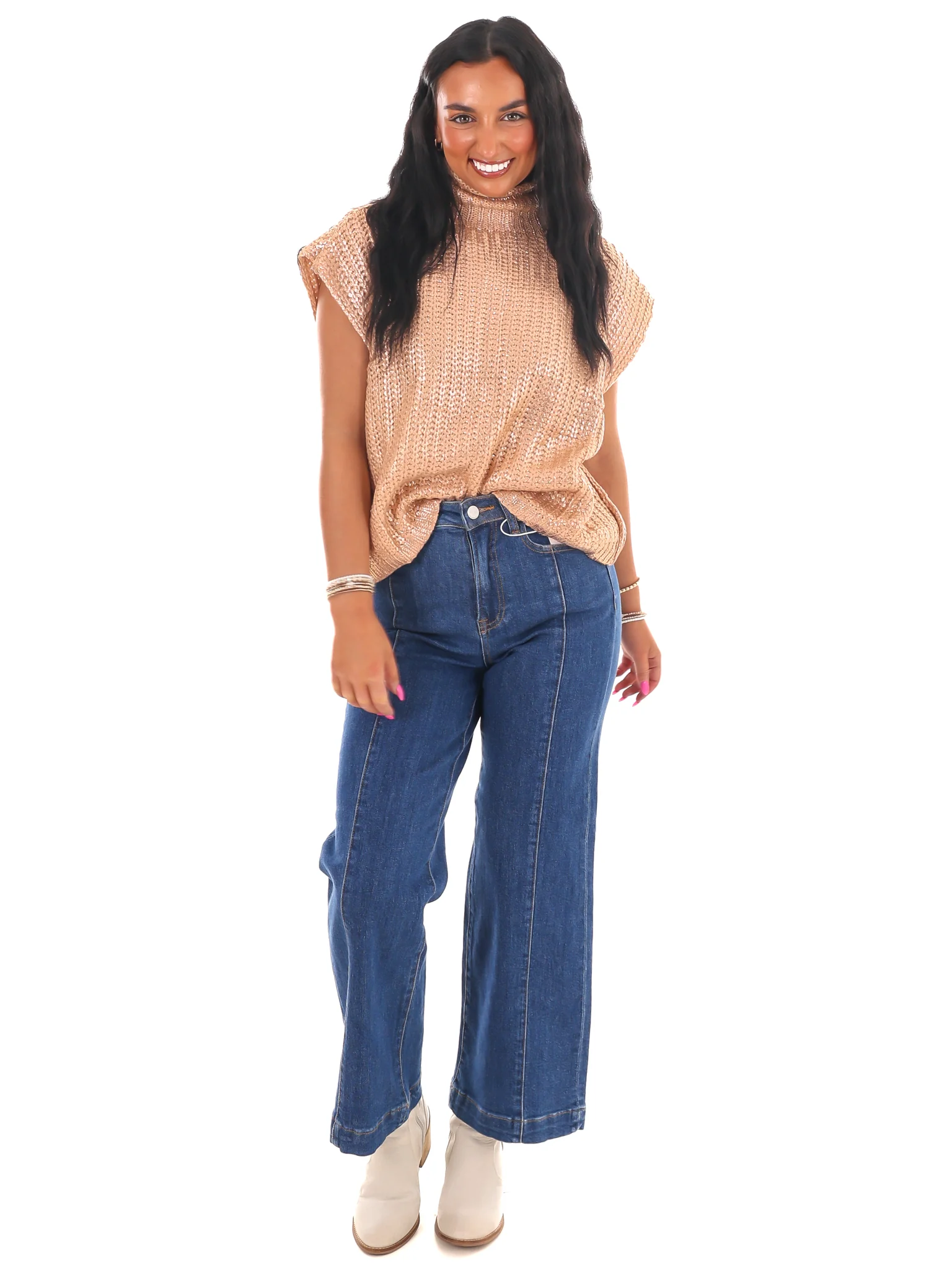 Playful Pop Metallic Foil Sweater - Image 29