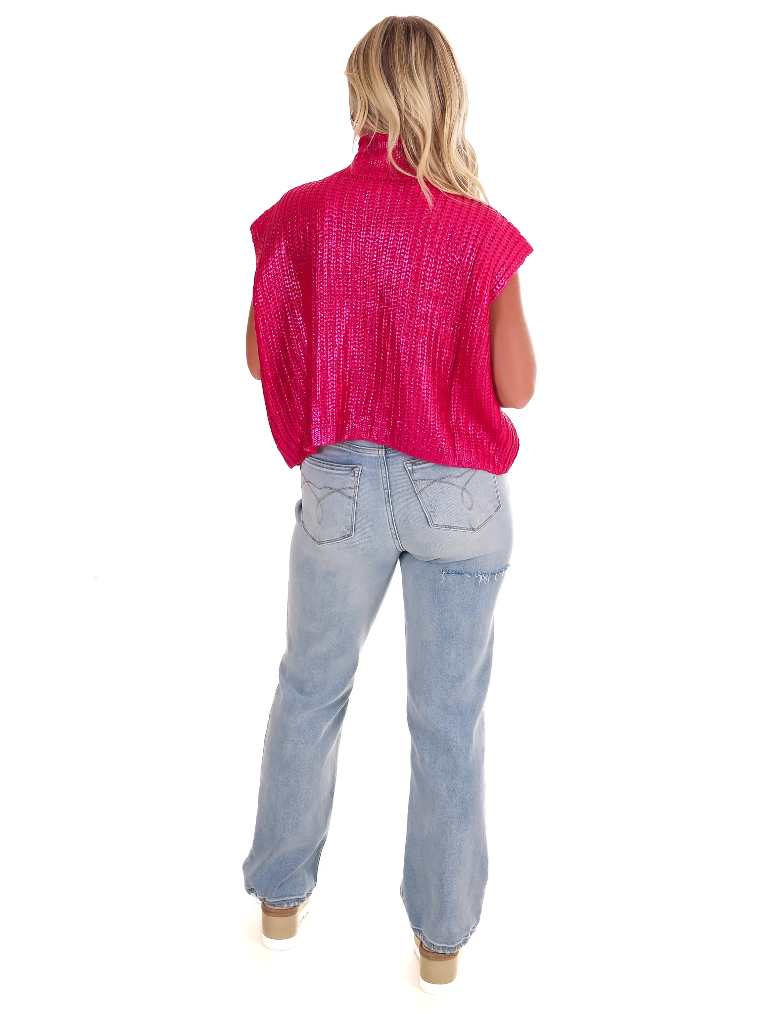 Playful Pop Metallic Foil Sweater - Image 8