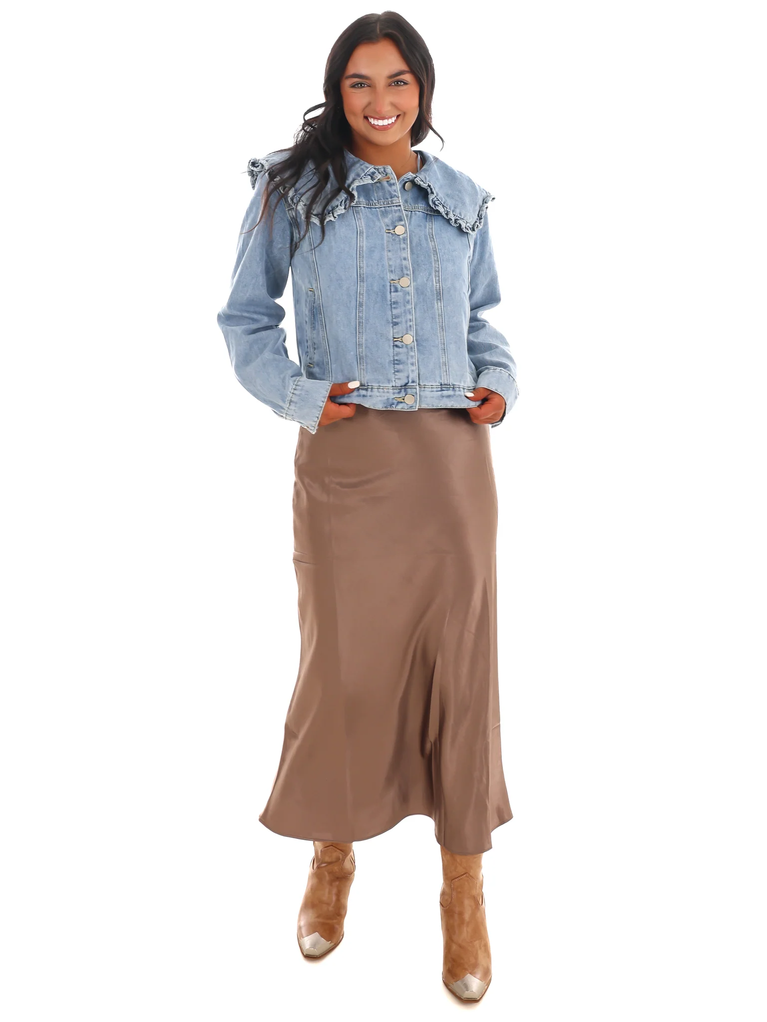 Playful Ruffle Denim Jacket - Image 4