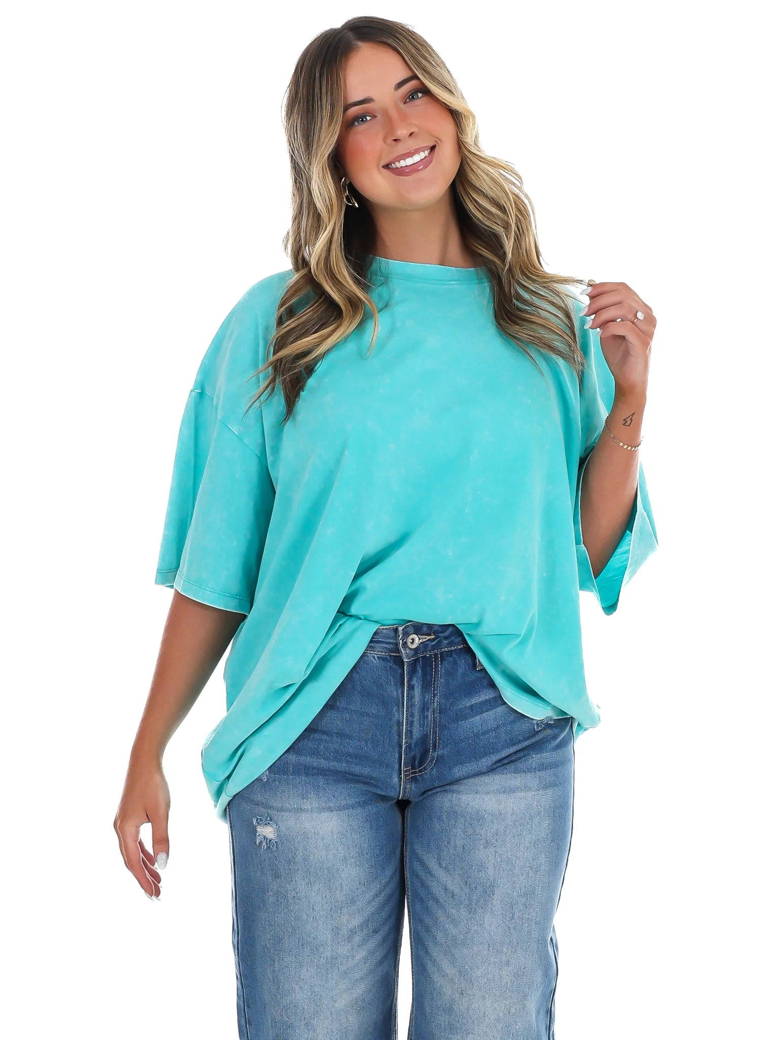 Playing Games Acid Wash Boyfriend Tee - Image 51