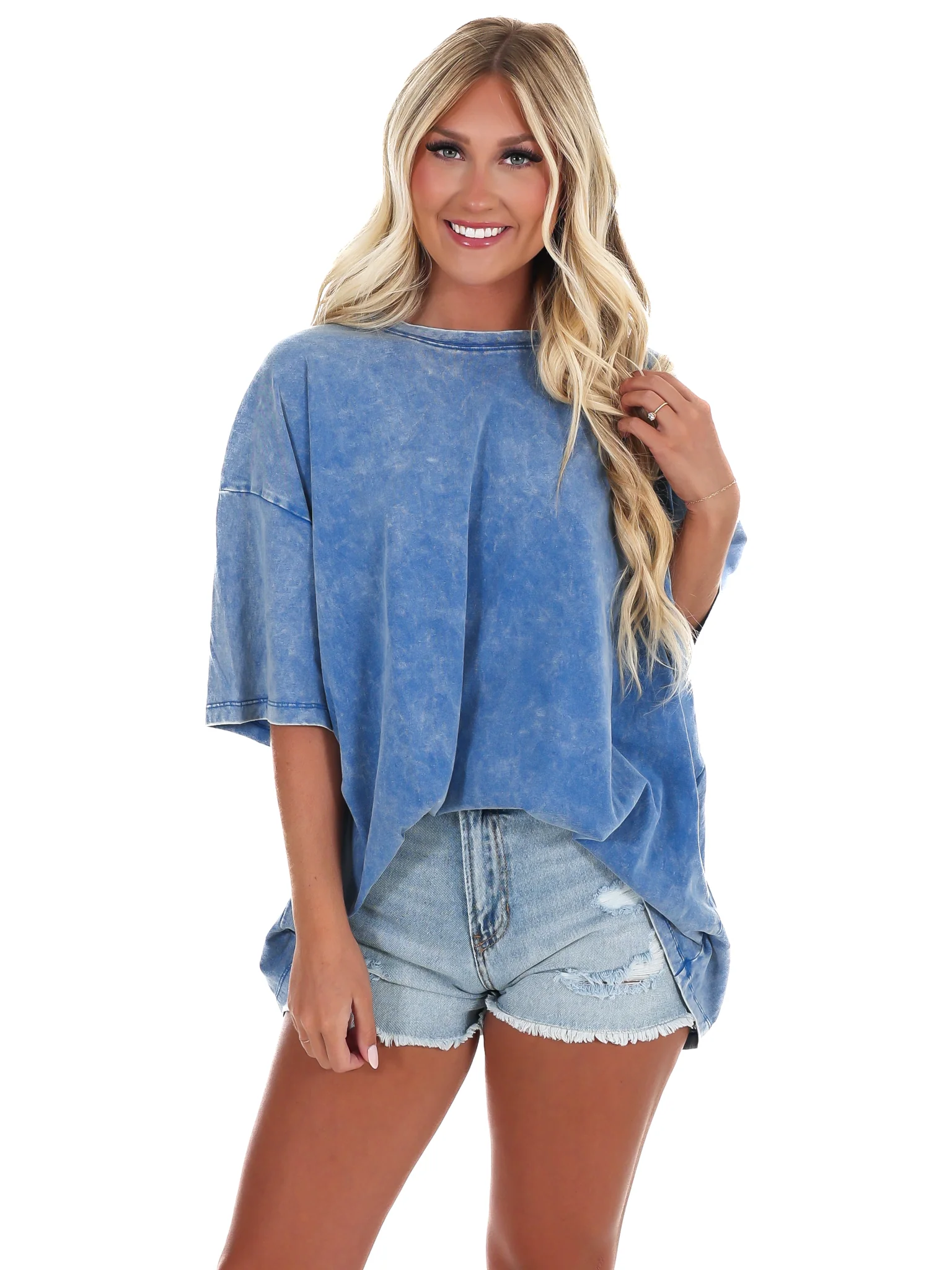Playing Games Acid Wash Boyfriend Tee - Image 61