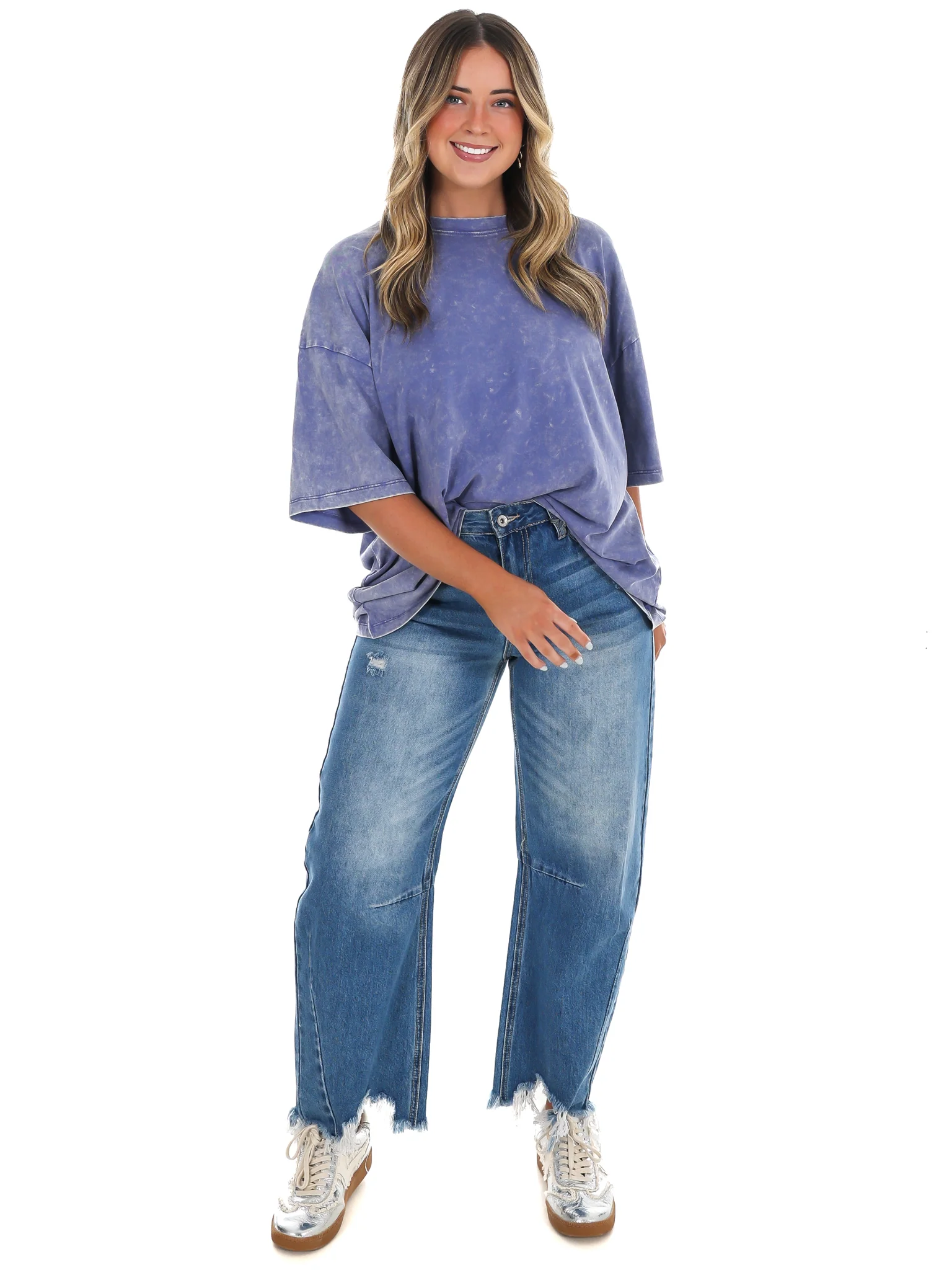 Playing Games Acid Wash Boyfriend Tee - Image 69