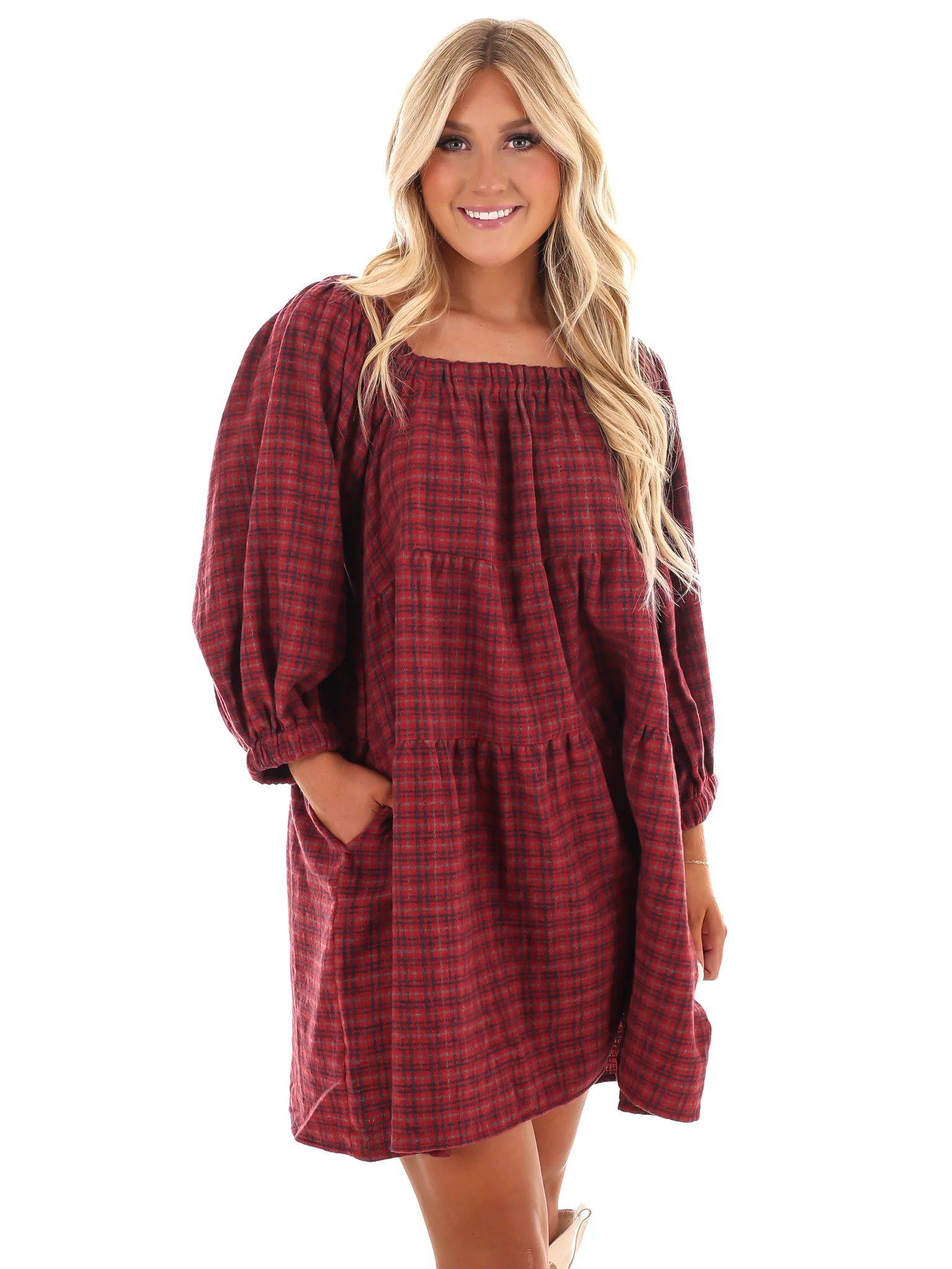 Pocketful of Plaid Tiered Dress - Image 11