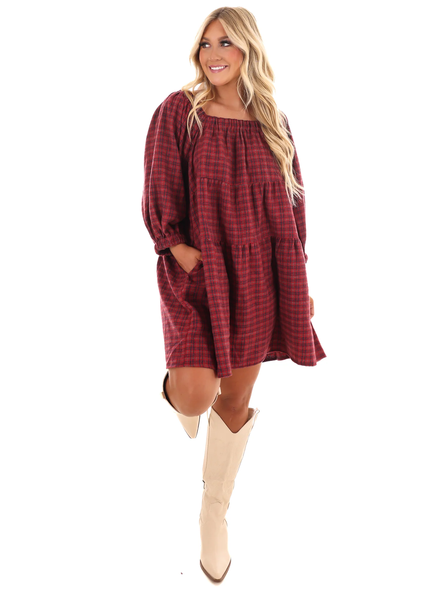 Pocketful of Plaid Tiered Dress - Image 12