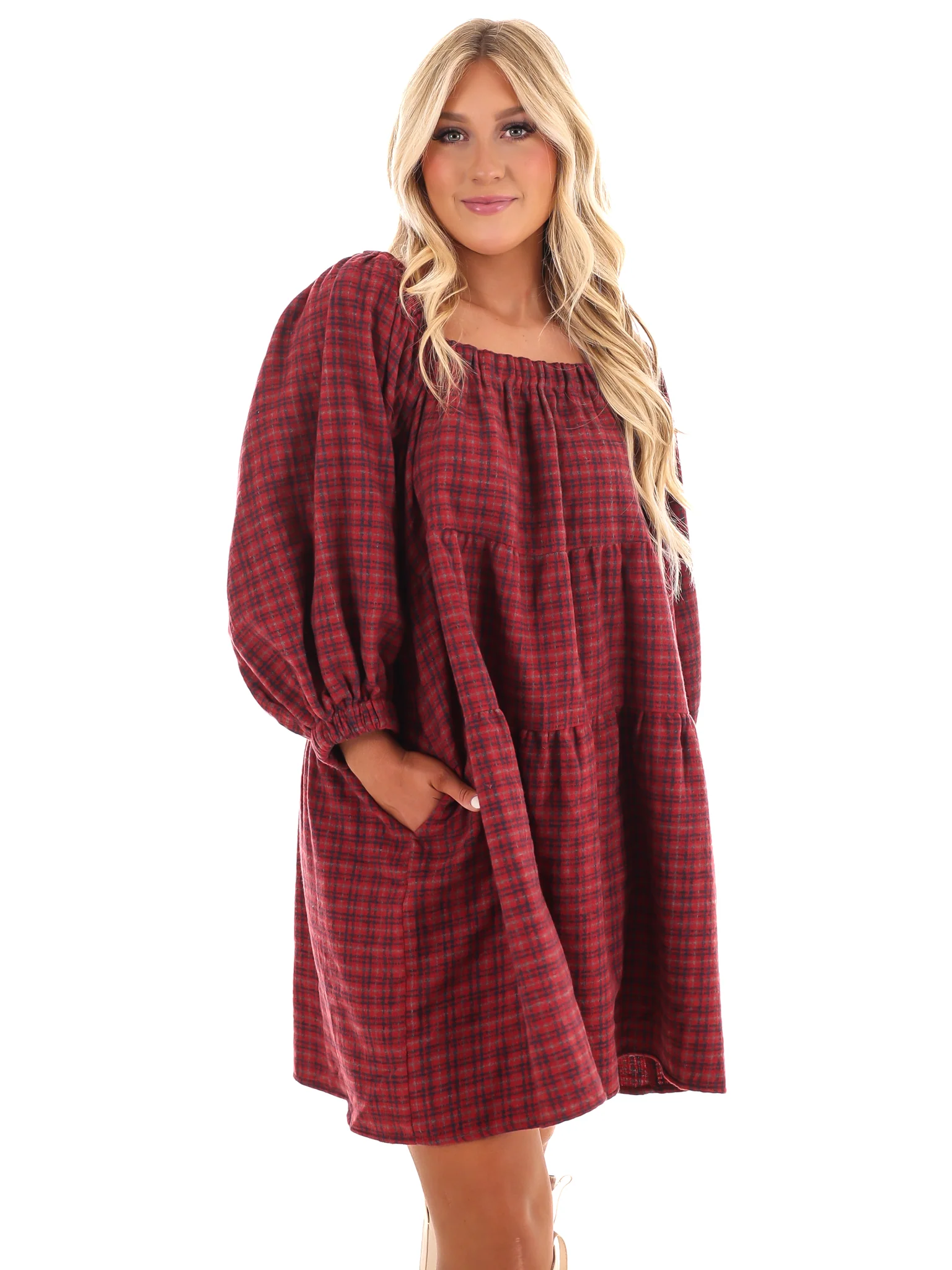 Pocketful of Plaid Tiered Dress - Image 13