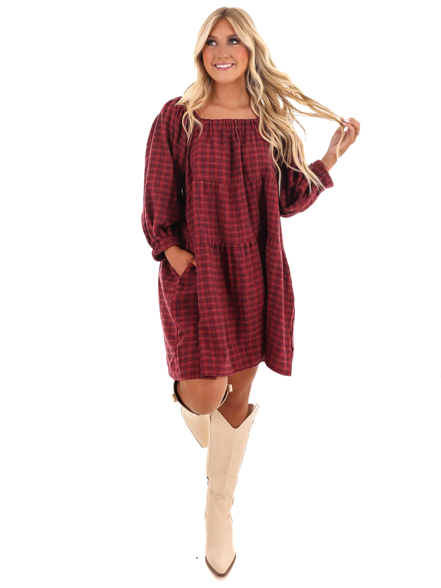Pocketful of Plaid Tiered Dress - Image 14