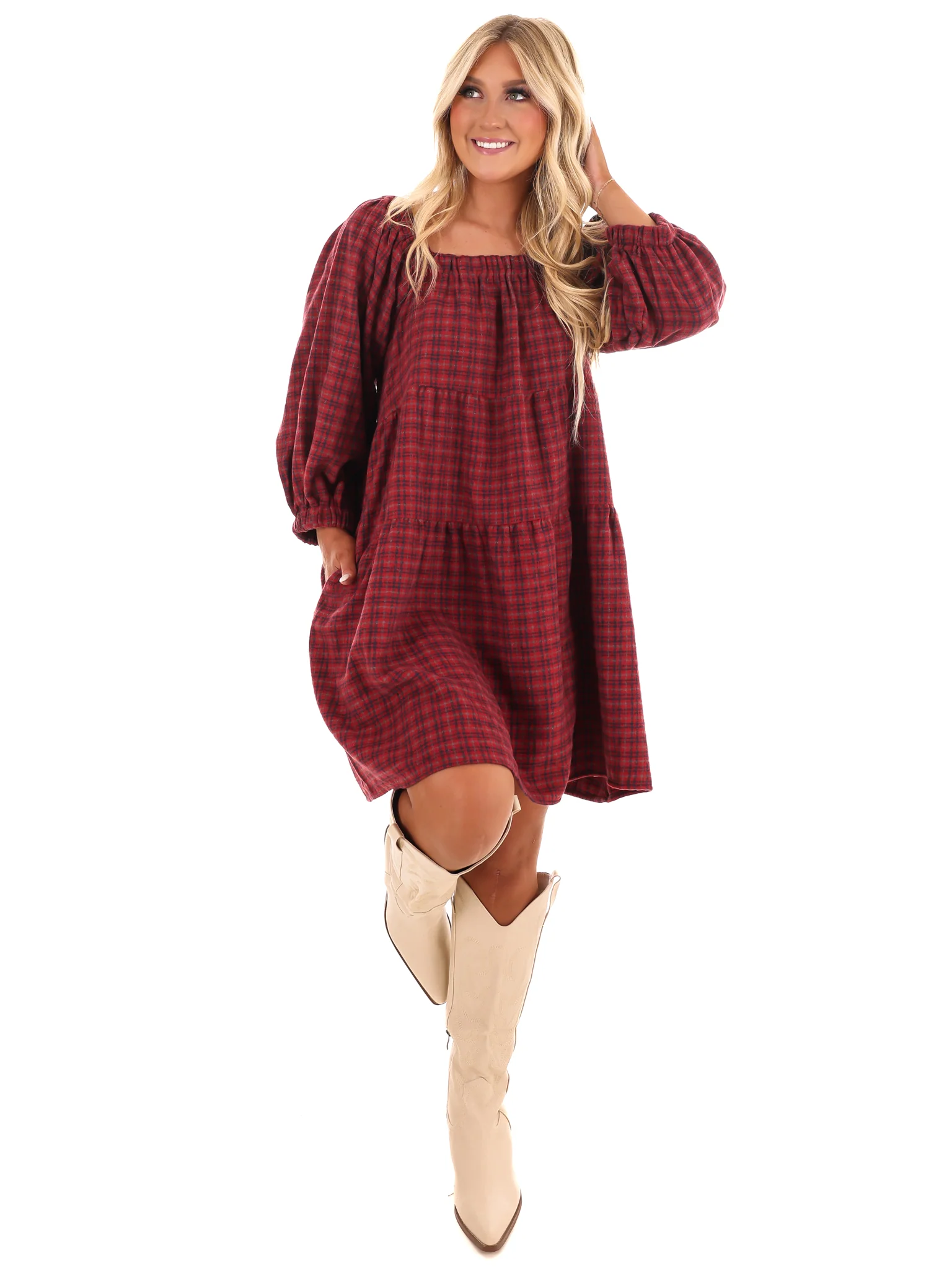 Pocketful of Plaid Tiered Dress - Image 15