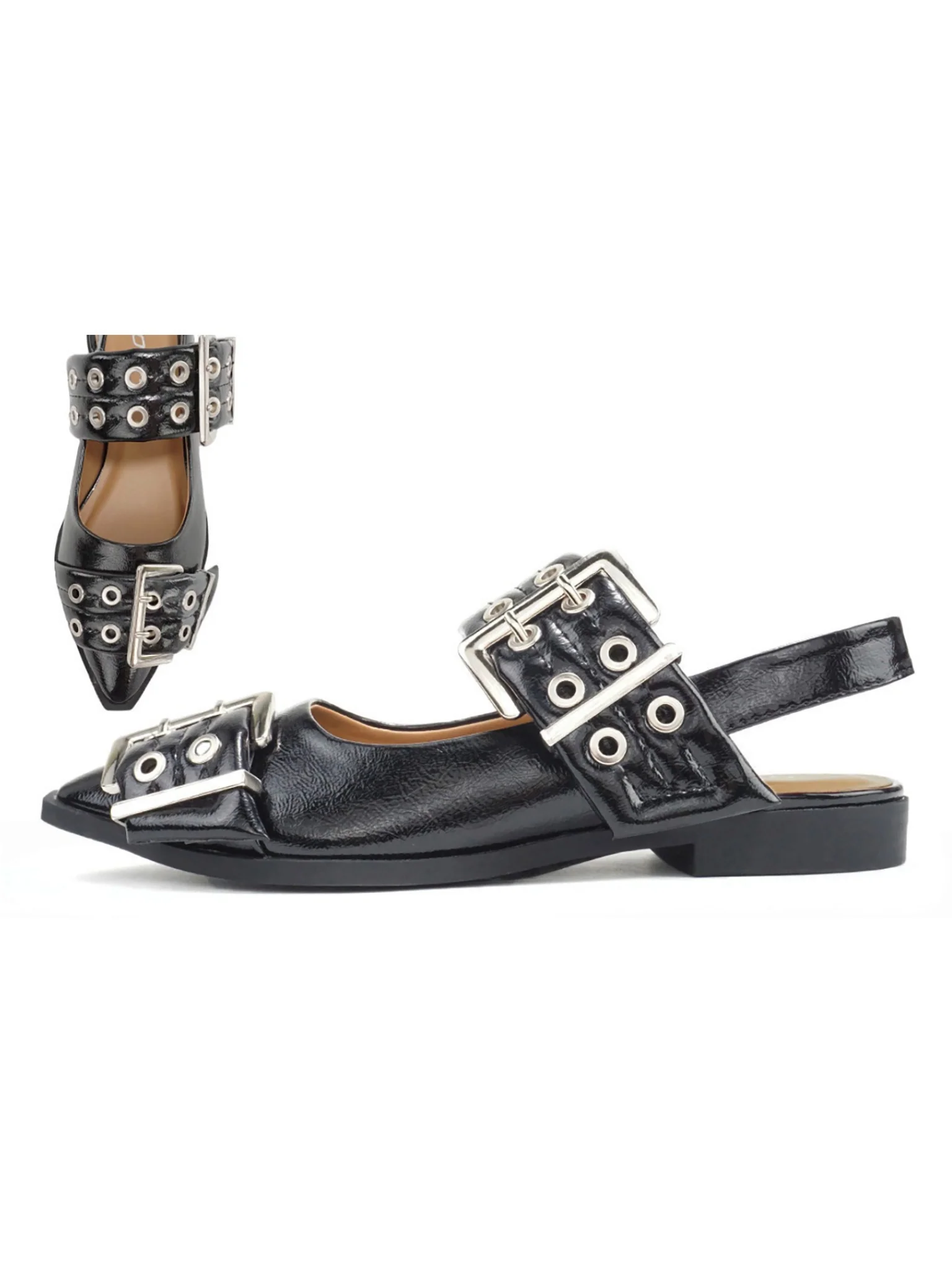 Pointed Toe Low Heeled Slingback Loafer - Image 2