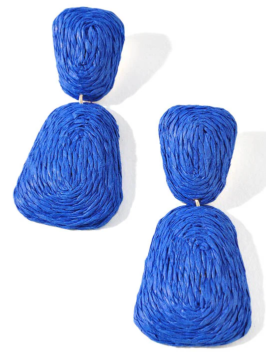 Raffia Wrapped Metal Dangle Earrings - Image 4