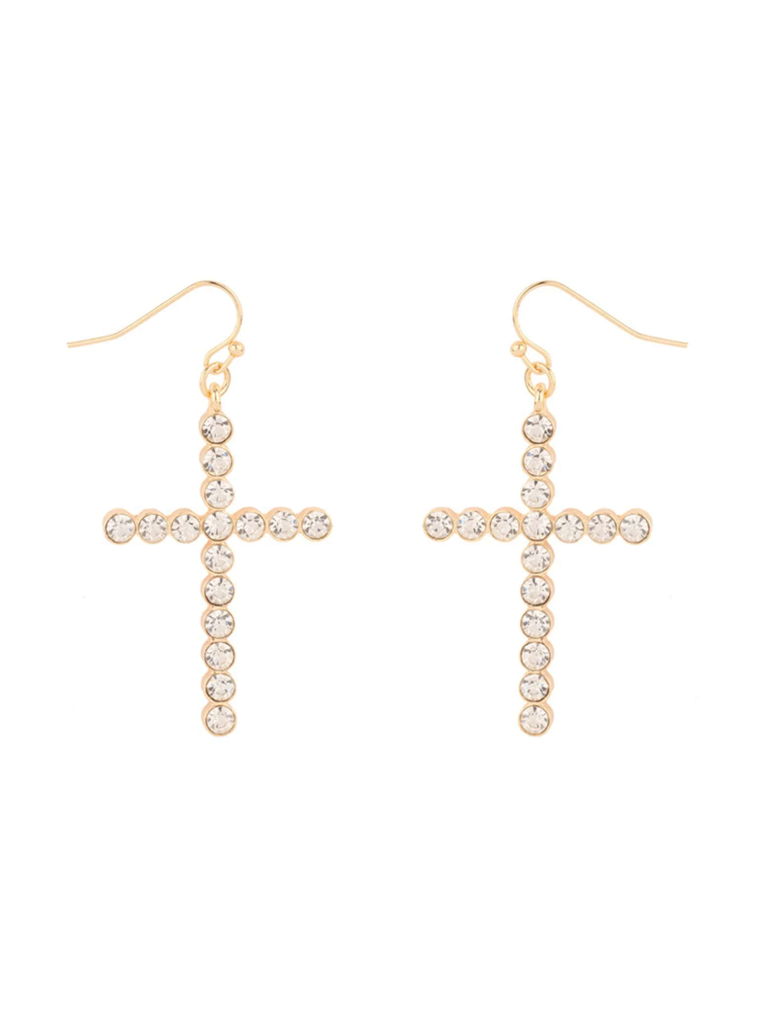 Rhinestone Cross Dangle Earrings