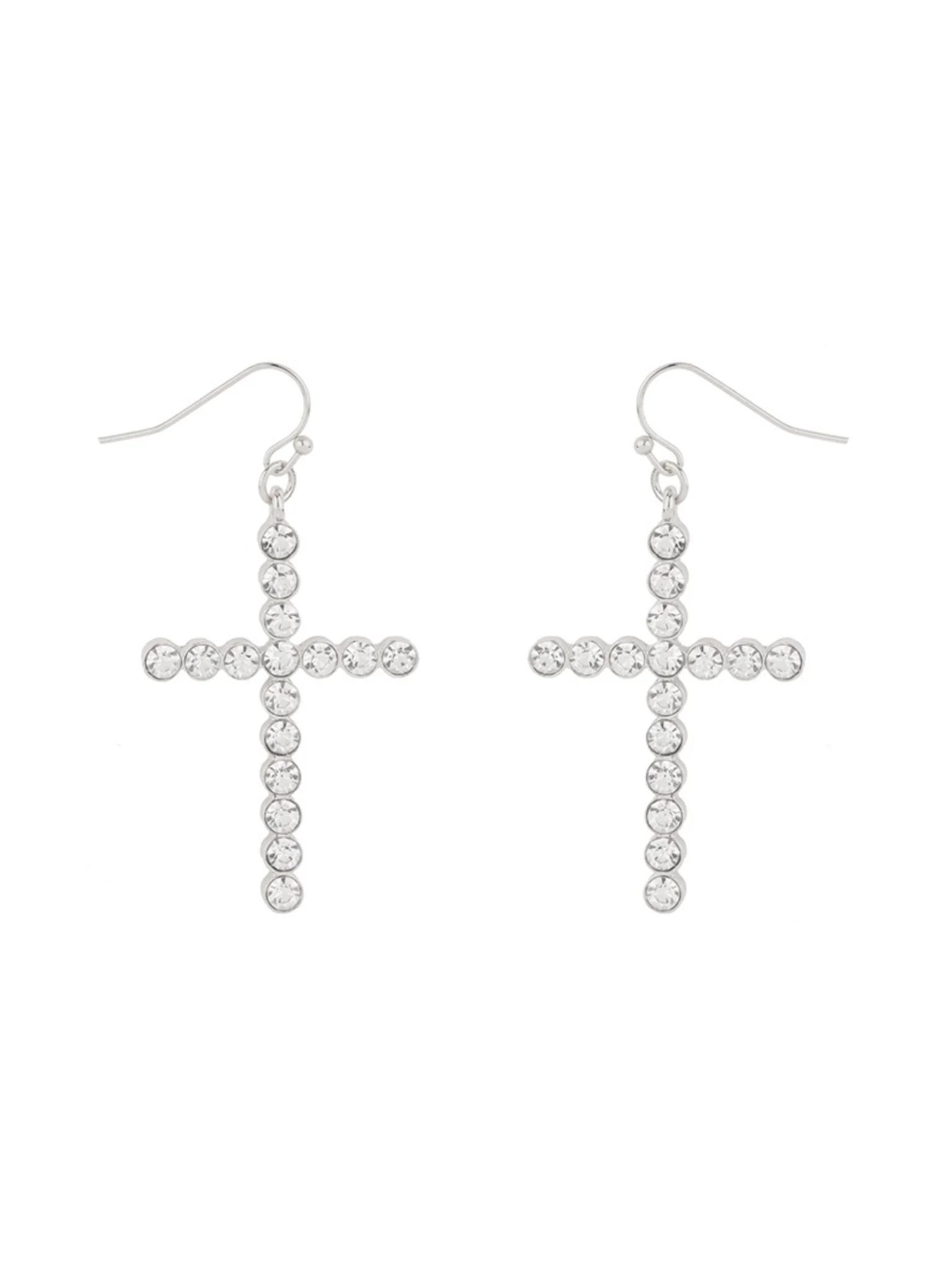 Rhinestone Cross Dangle Earrings - Image 2
