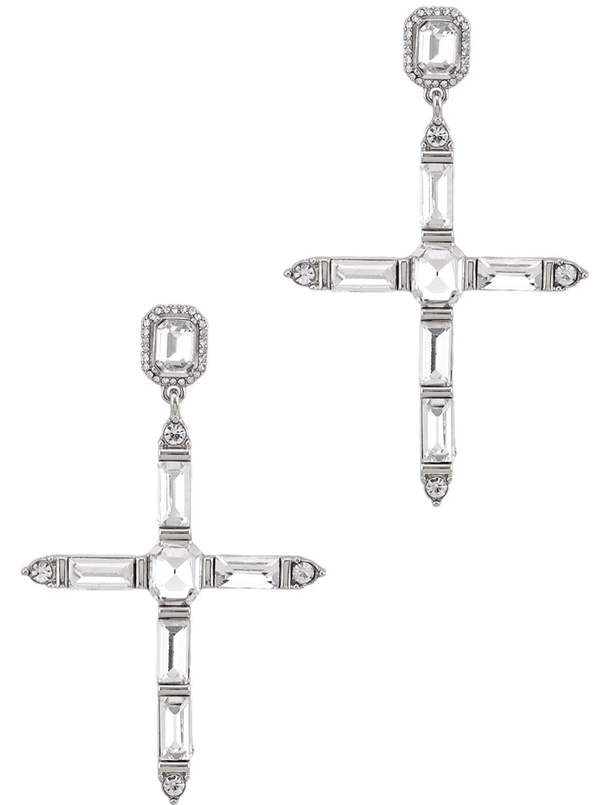 Rhinestone Cross Earrings - Image 2