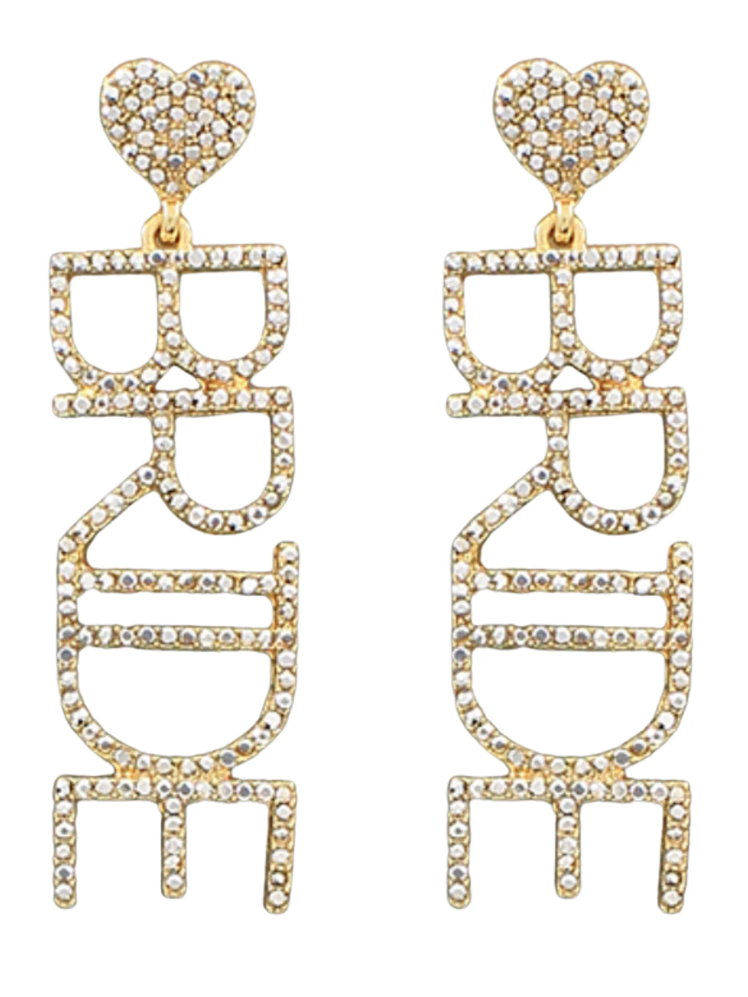 Rhinestone Heart Bride Earrings