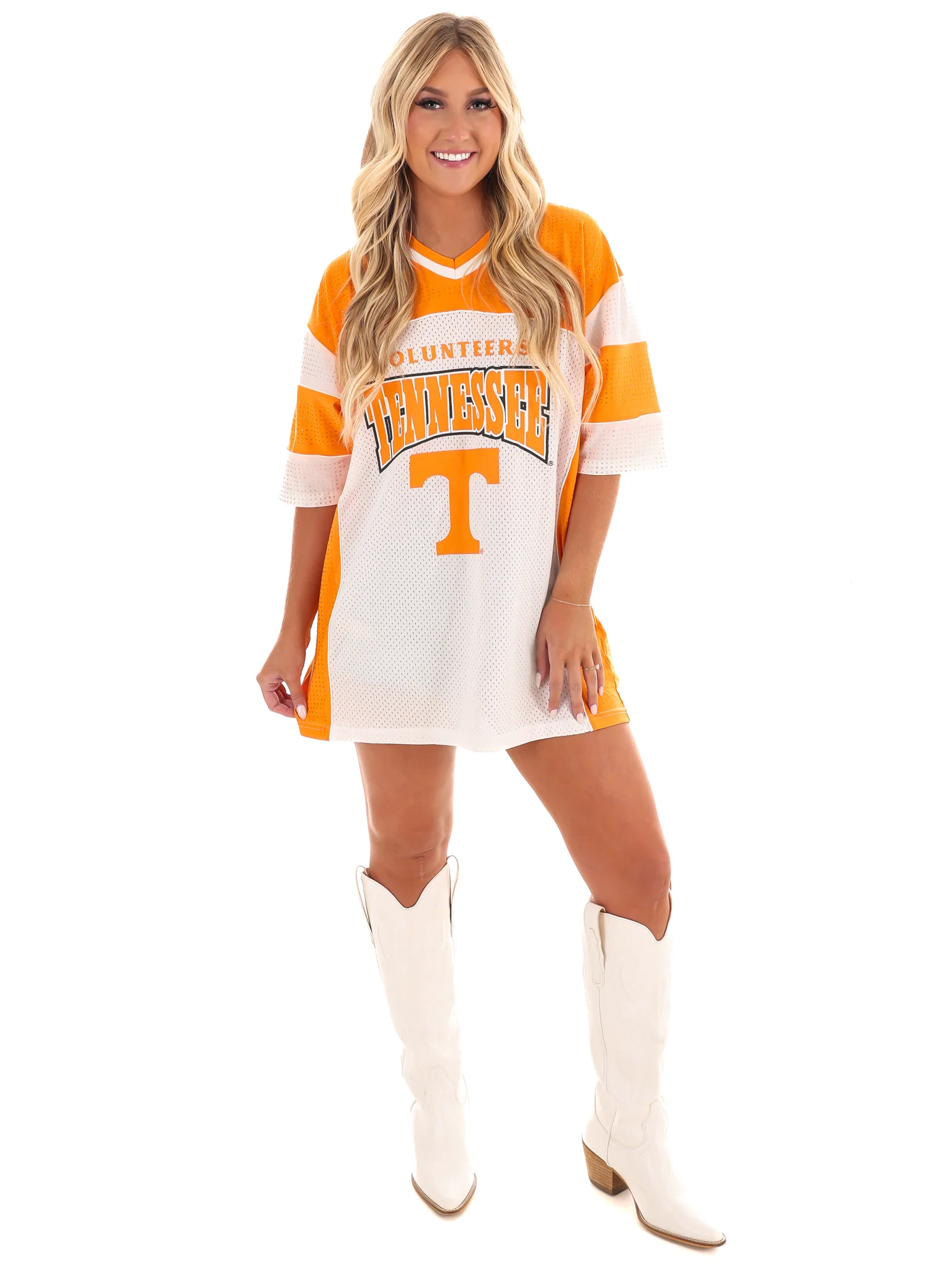 Rhinestone Overlay V-Neck Football Jersey - Image 7