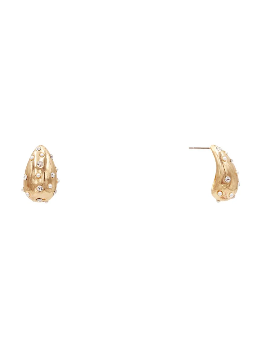 Rhinestone & Pearl Teardrop Stud Earrings
