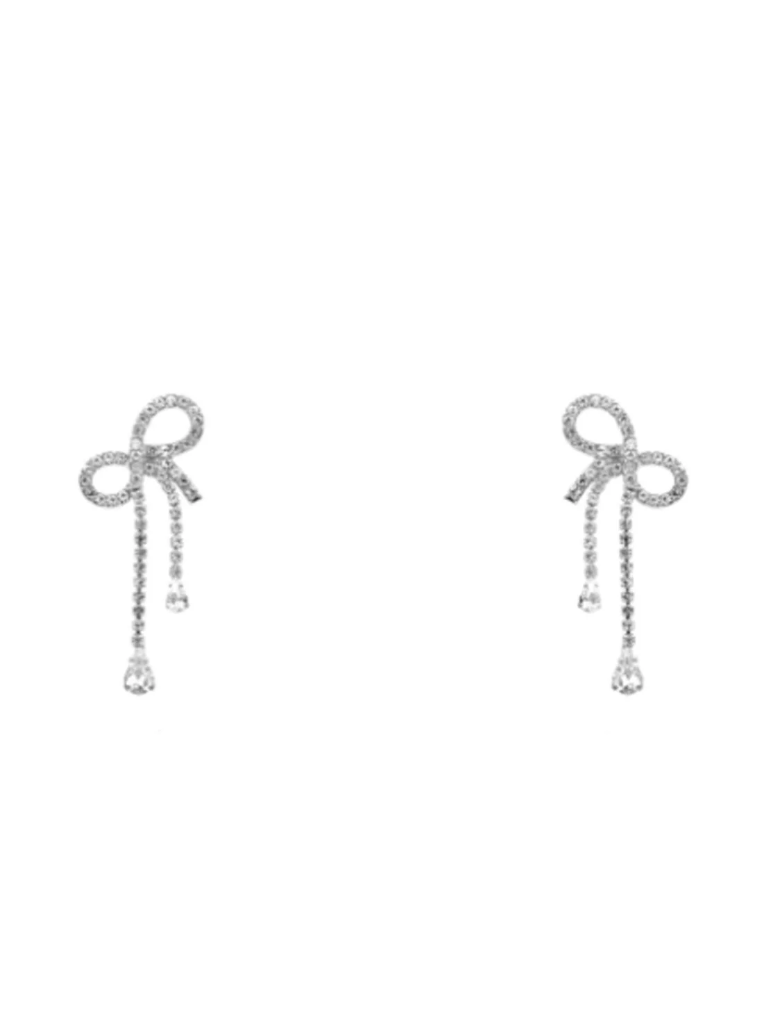 Rhinestone Ribbon Drop Earrings - Image 2