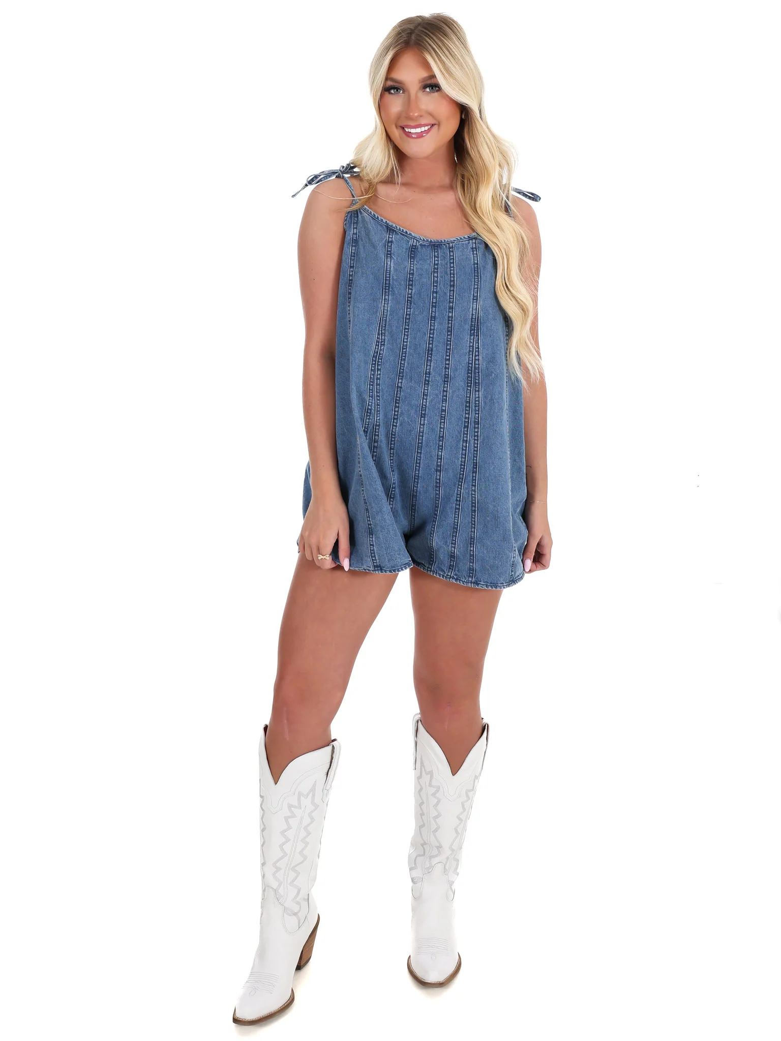 Rising Sun Denim Romper - Image 6