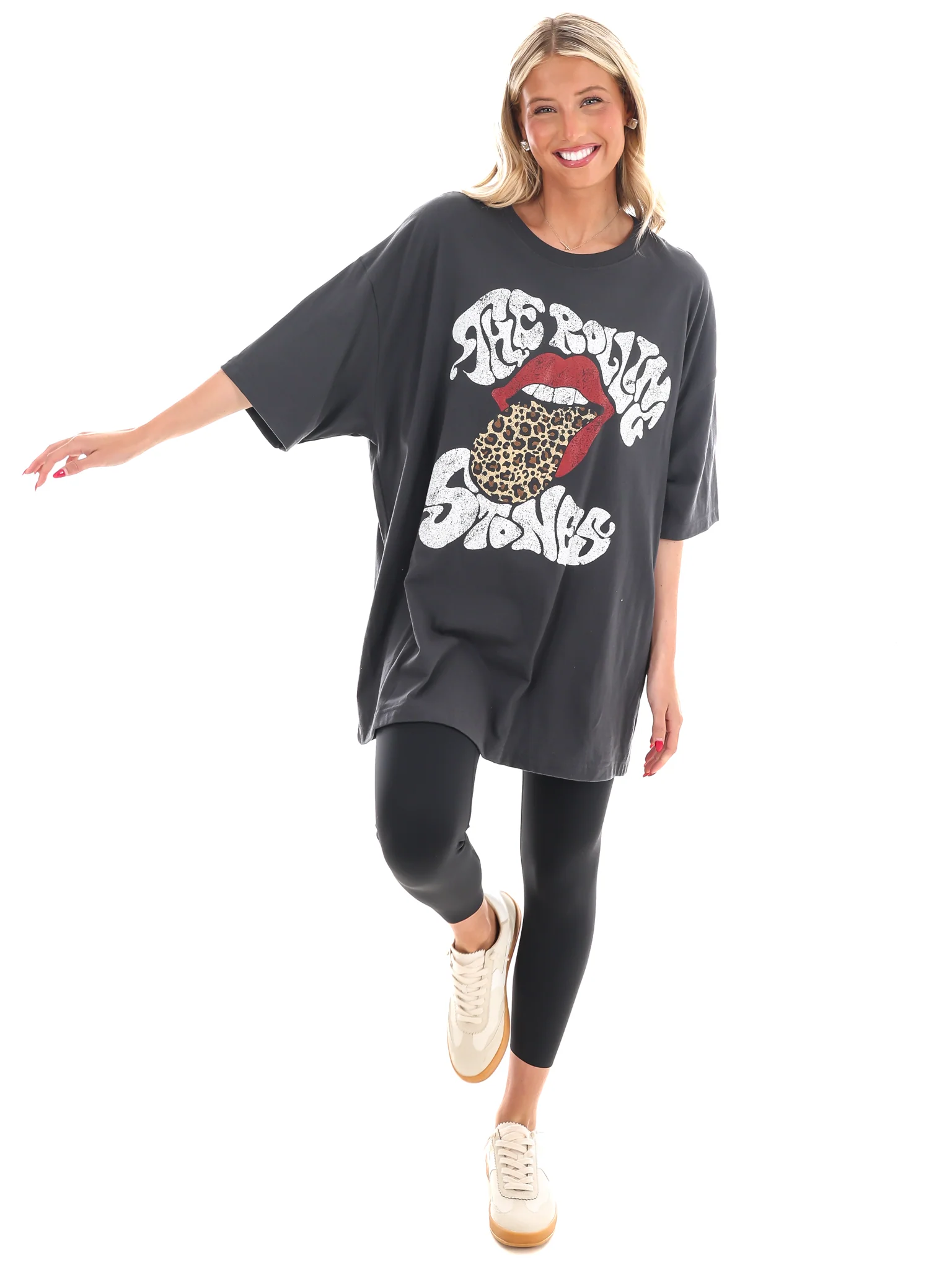 Rolling Stones Leopard Words Oversized Tee - Image 2
