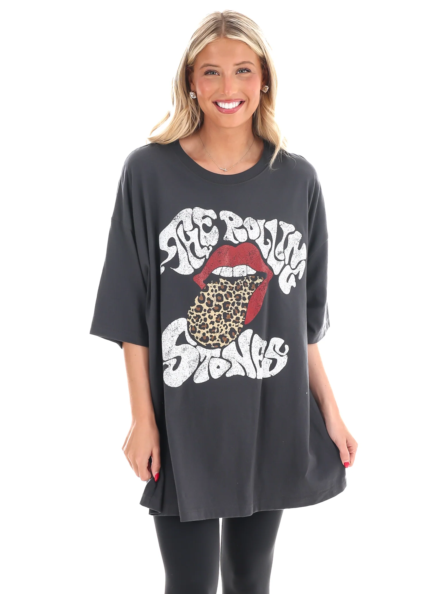 Rolling Stones Leopard Words Oversized Tee - Image 3