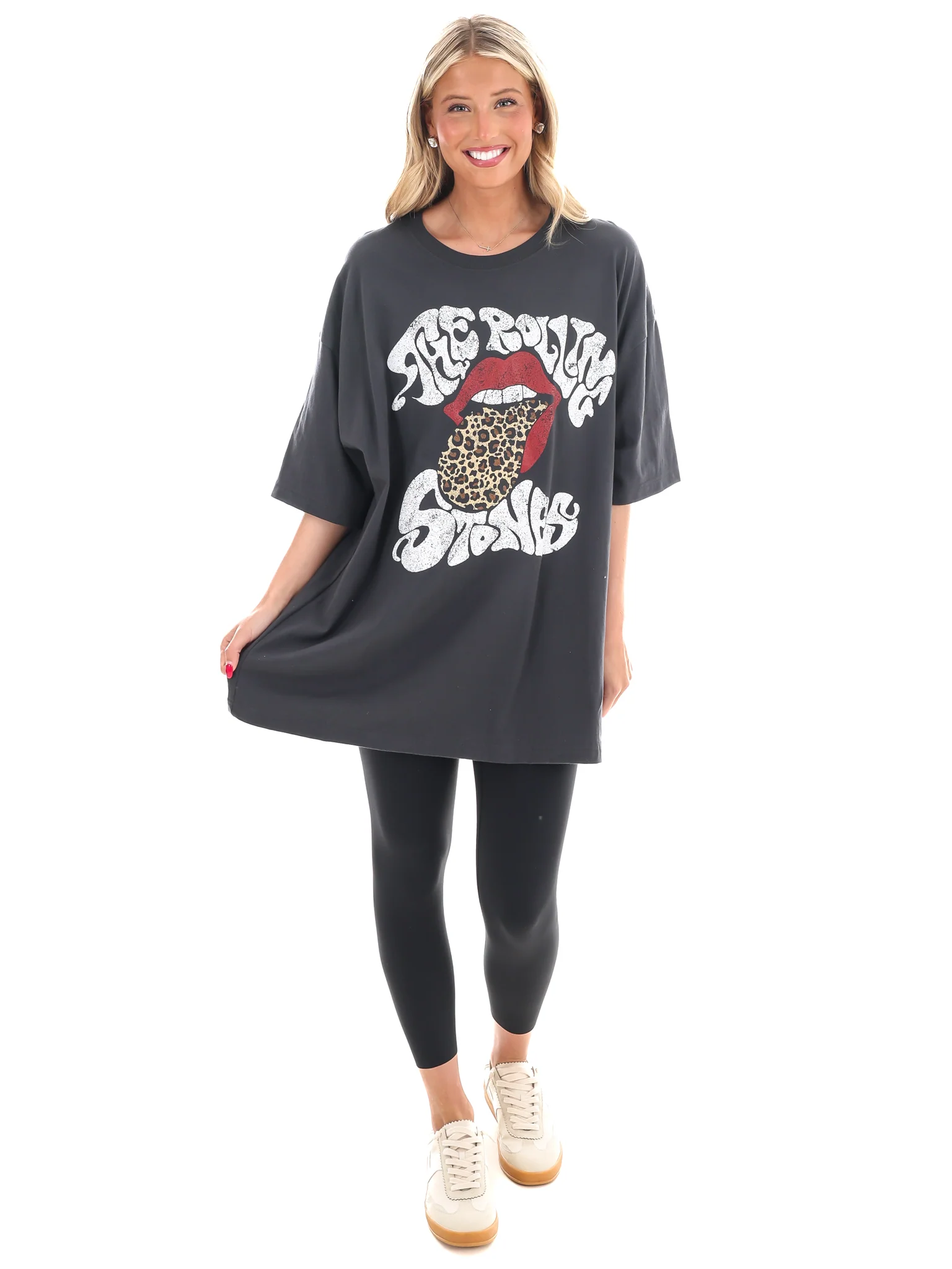 Rolling Stones Leopard Words Oversized Tee - Image 4
