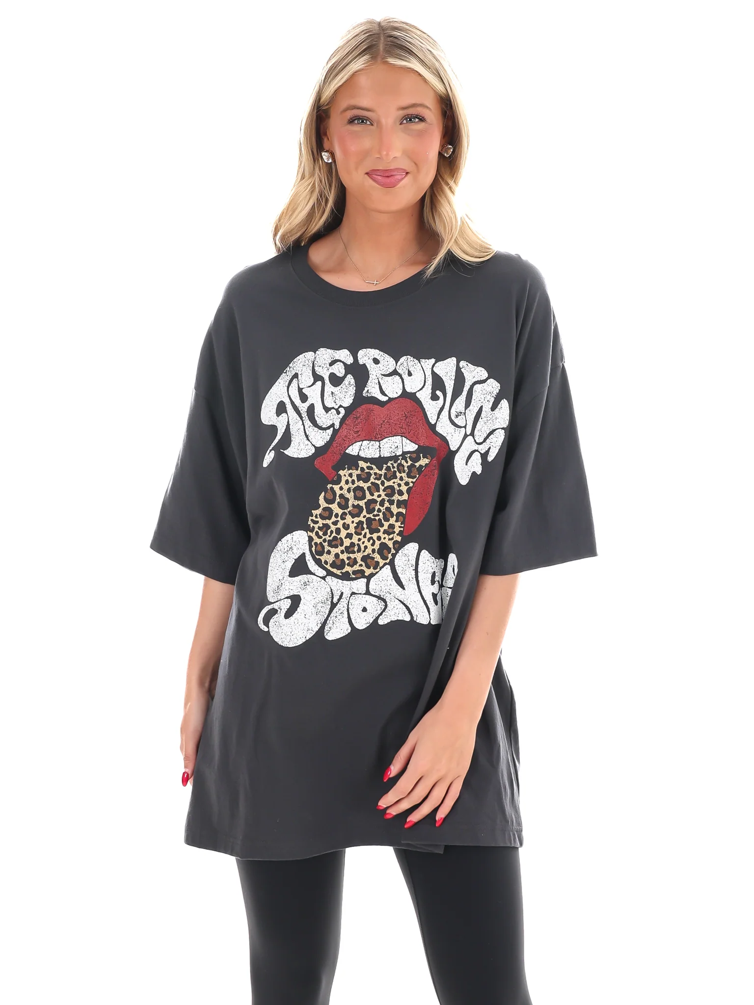Rolling Stones Leopard Words Oversized Tee - Image 5