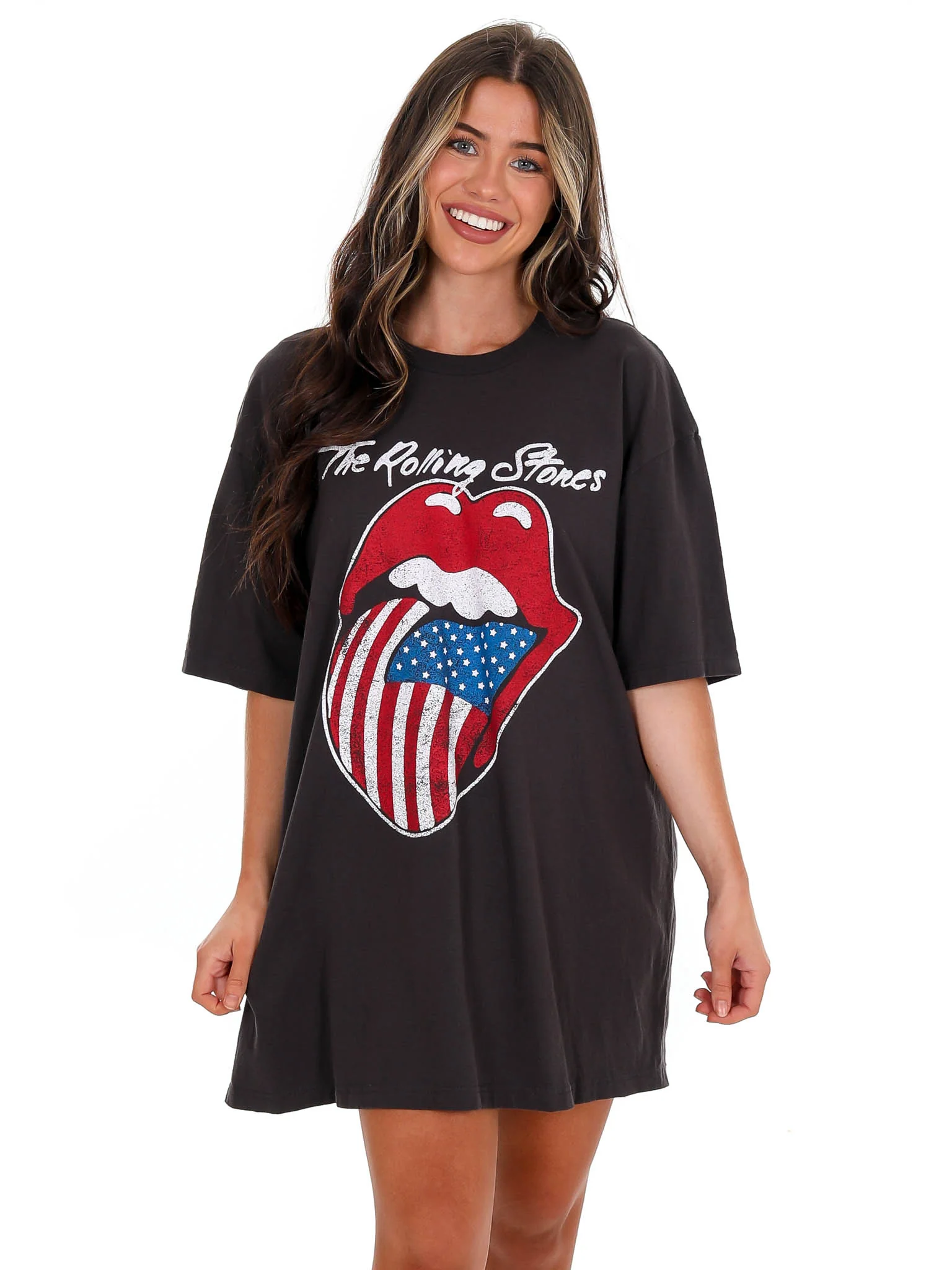 Rolling Stones USA Flag Lick Off Oversized Distressed Tee - Image 5