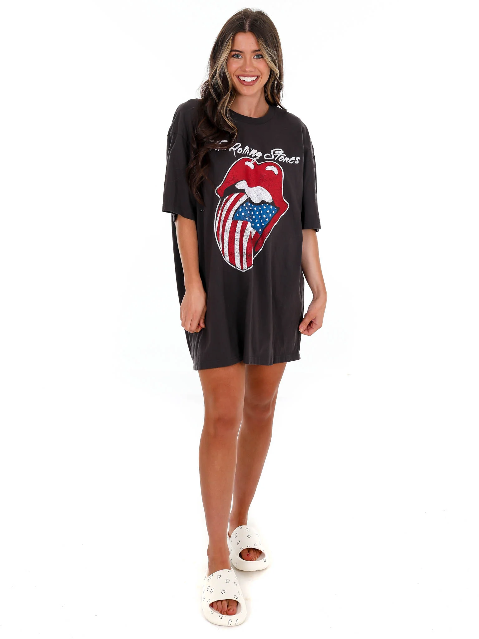 Rolling Stones USA Flag Lick Off Oversized Distressed Tee - Image 6
