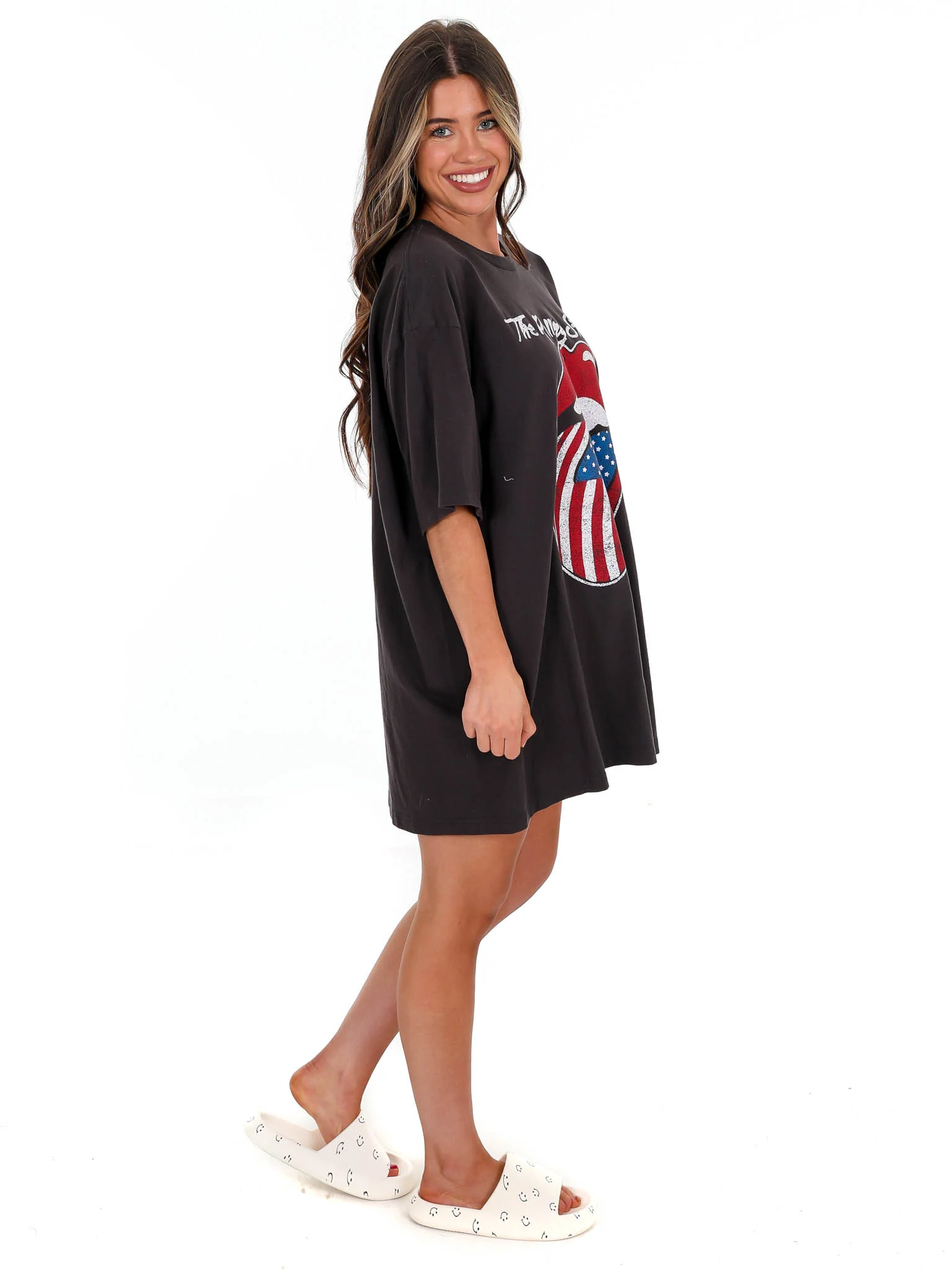 Rolling Stones USA Flag Lick Off Oversized Distressed Tee - Image 7