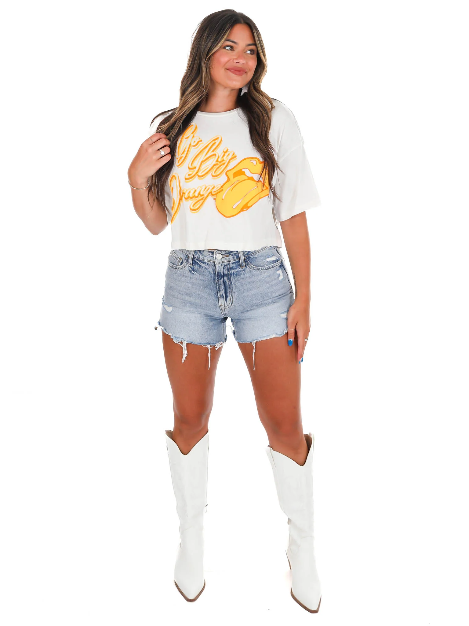 Rollings Stones Big Orange Puff Cropped Tee - Image 9