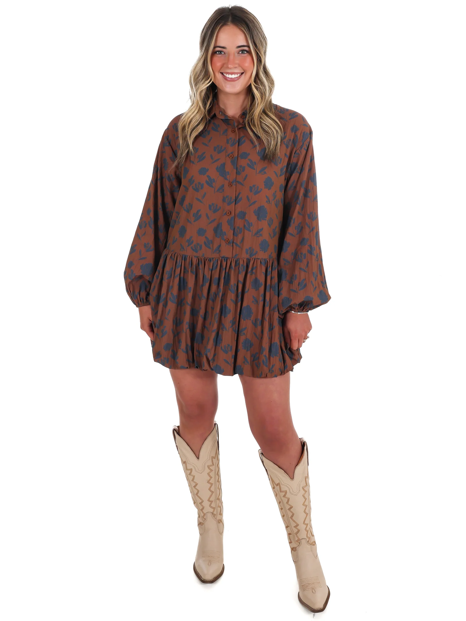 Rosalie Print Bubble Mini Dress - Image 2
