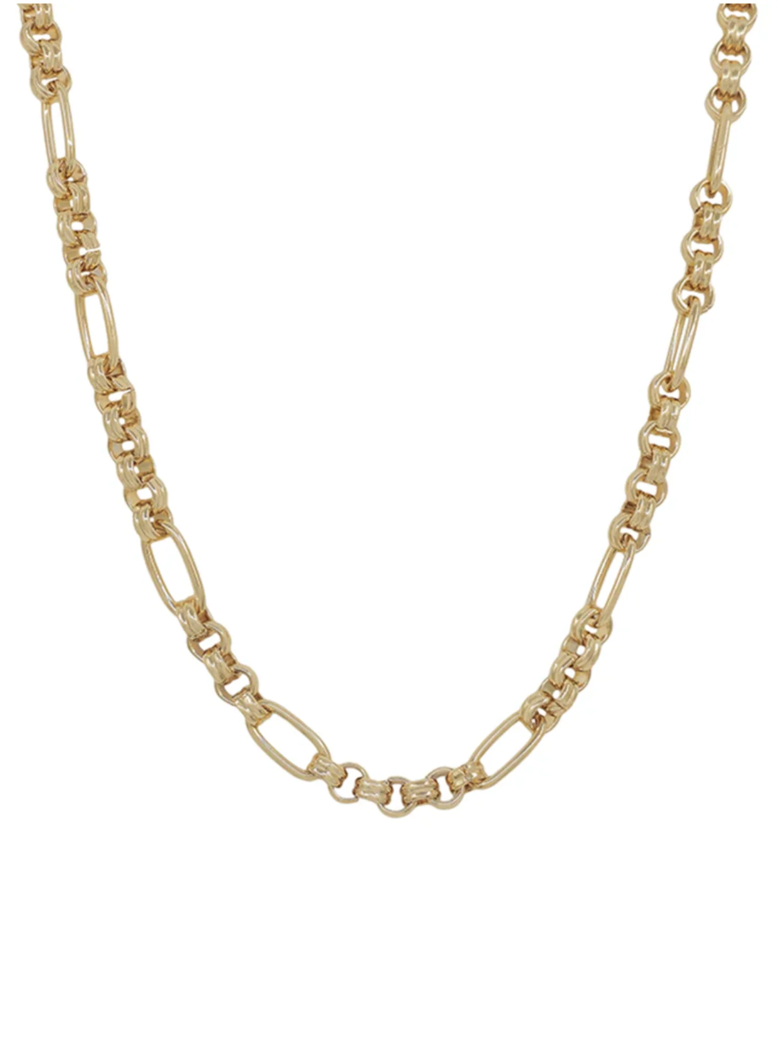 Round & Oval Linked Chain Short Necklace