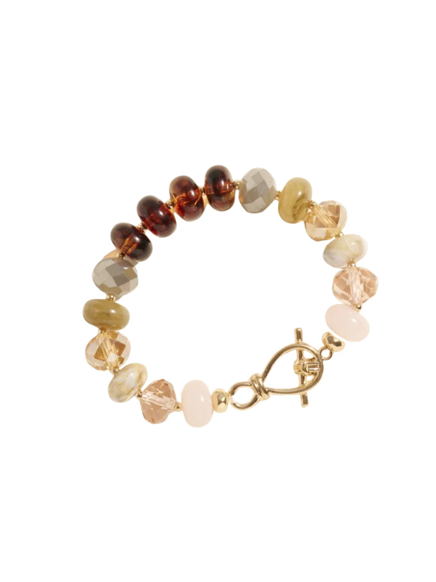 Round Shaped Mixed Beaded Stretch Bracelet - Image 2