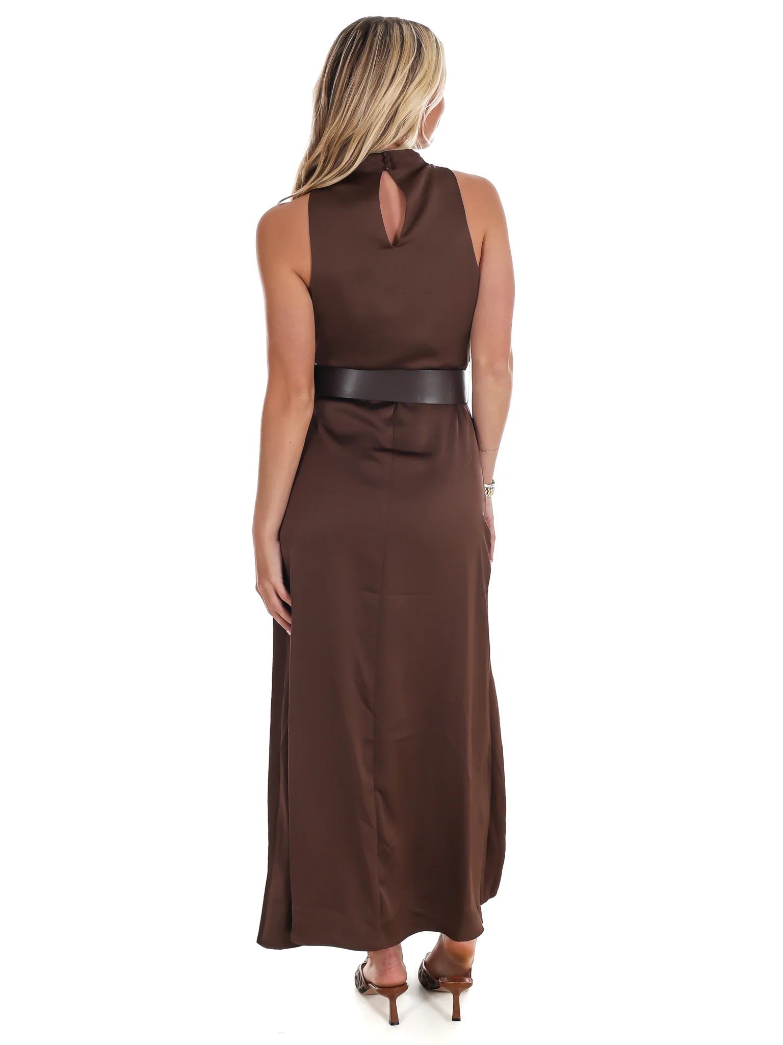 Runway Romance Belted Satin Dress - Image 7