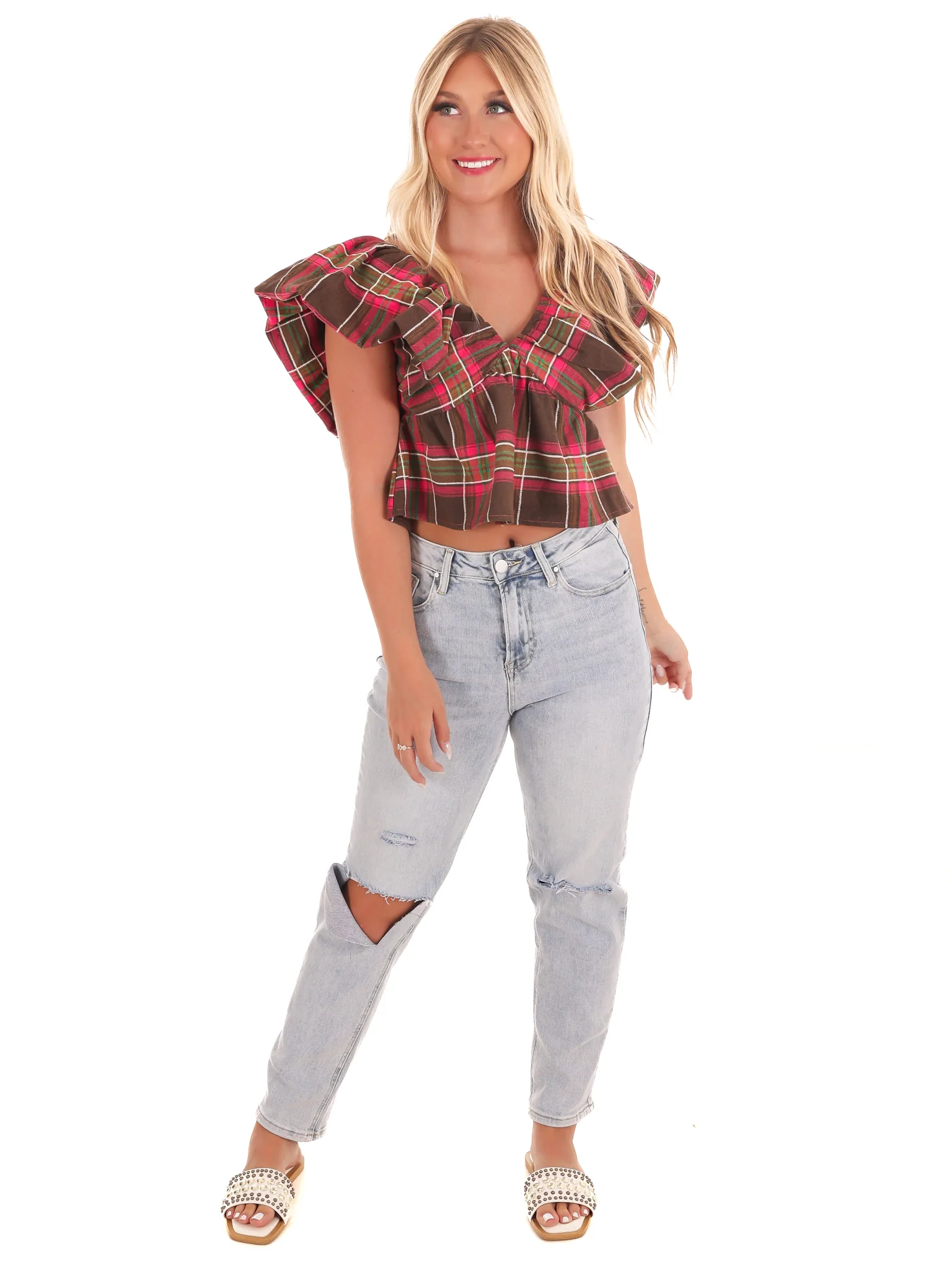 Rustic Retreat Plaid Babydoll Top - Image 10