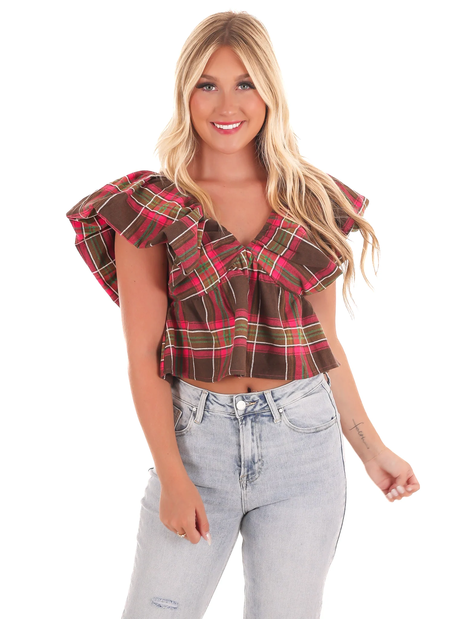 Rustic Retreat Plaid Babydoll Top - Image 11