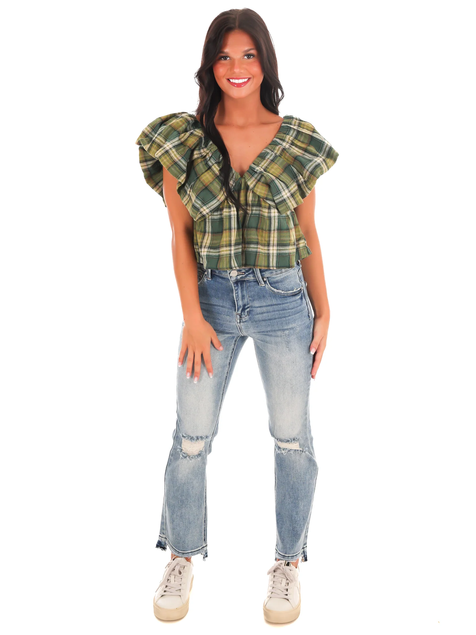Rustic Retreat Plaid Babydoll Top - Image 2