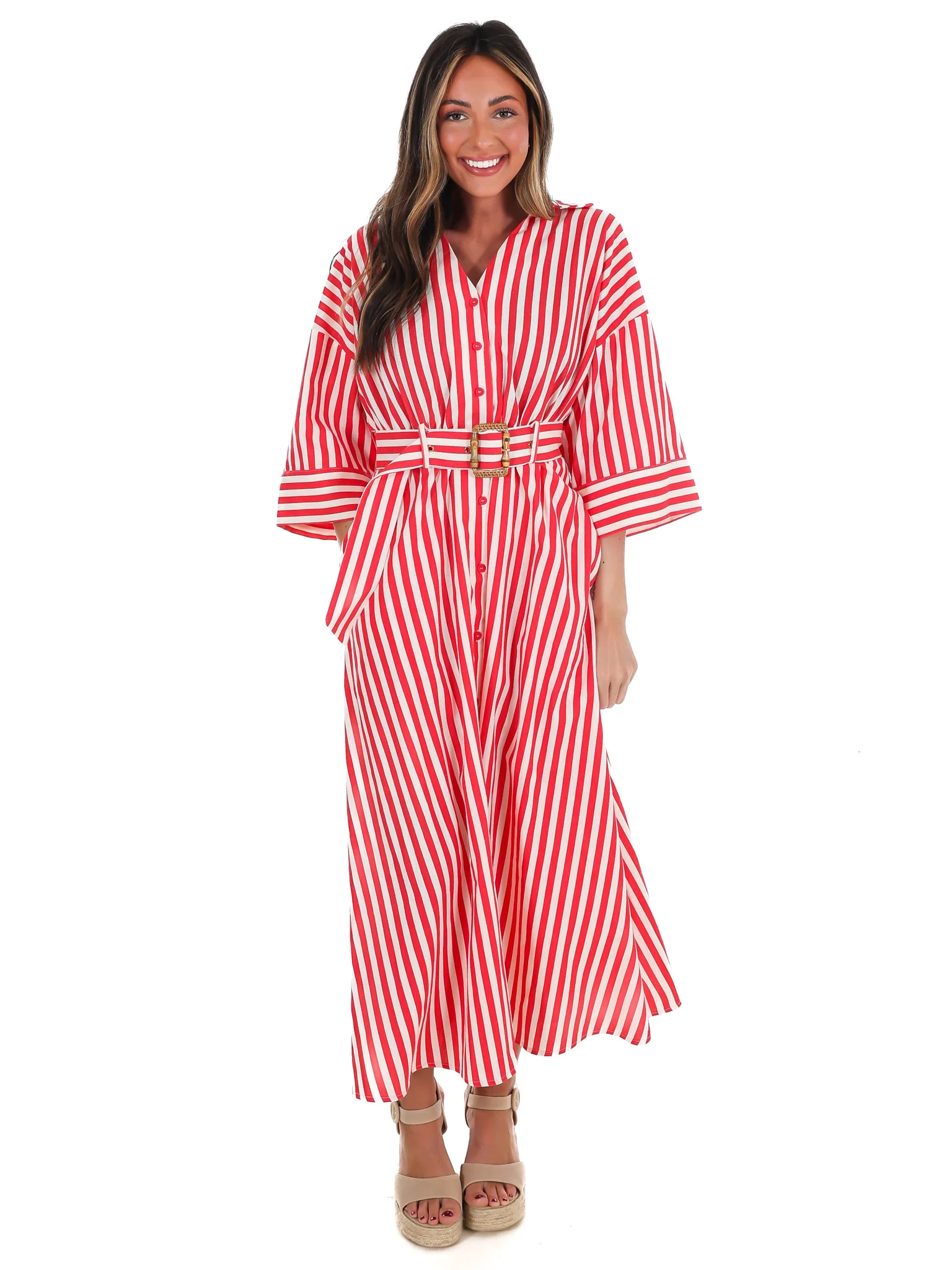 Sail Away Stripe Midi Shirt Dress - Image 3