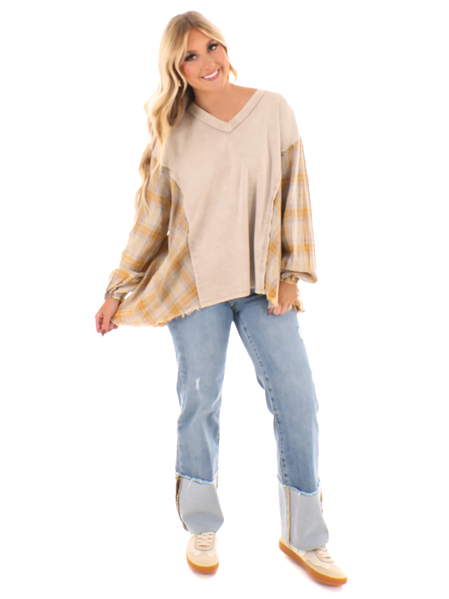 Say Anything Plaid Mix Tunic Top - Image 2