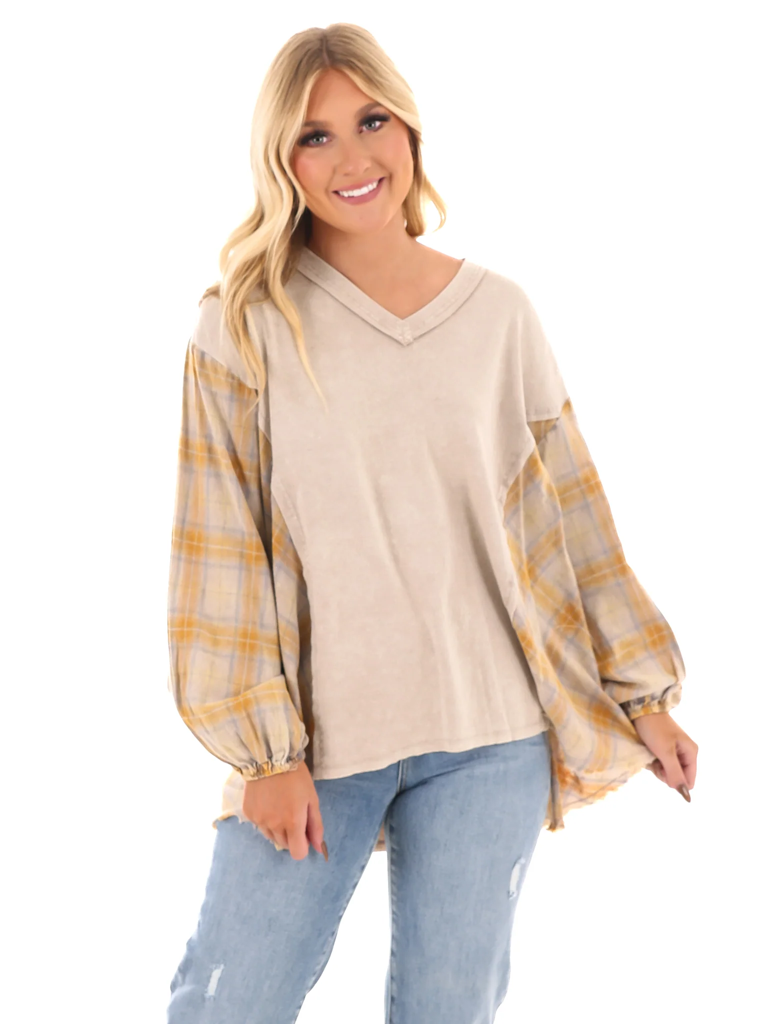 Say Anything Plaid Mix Tunic Top - Image 3
